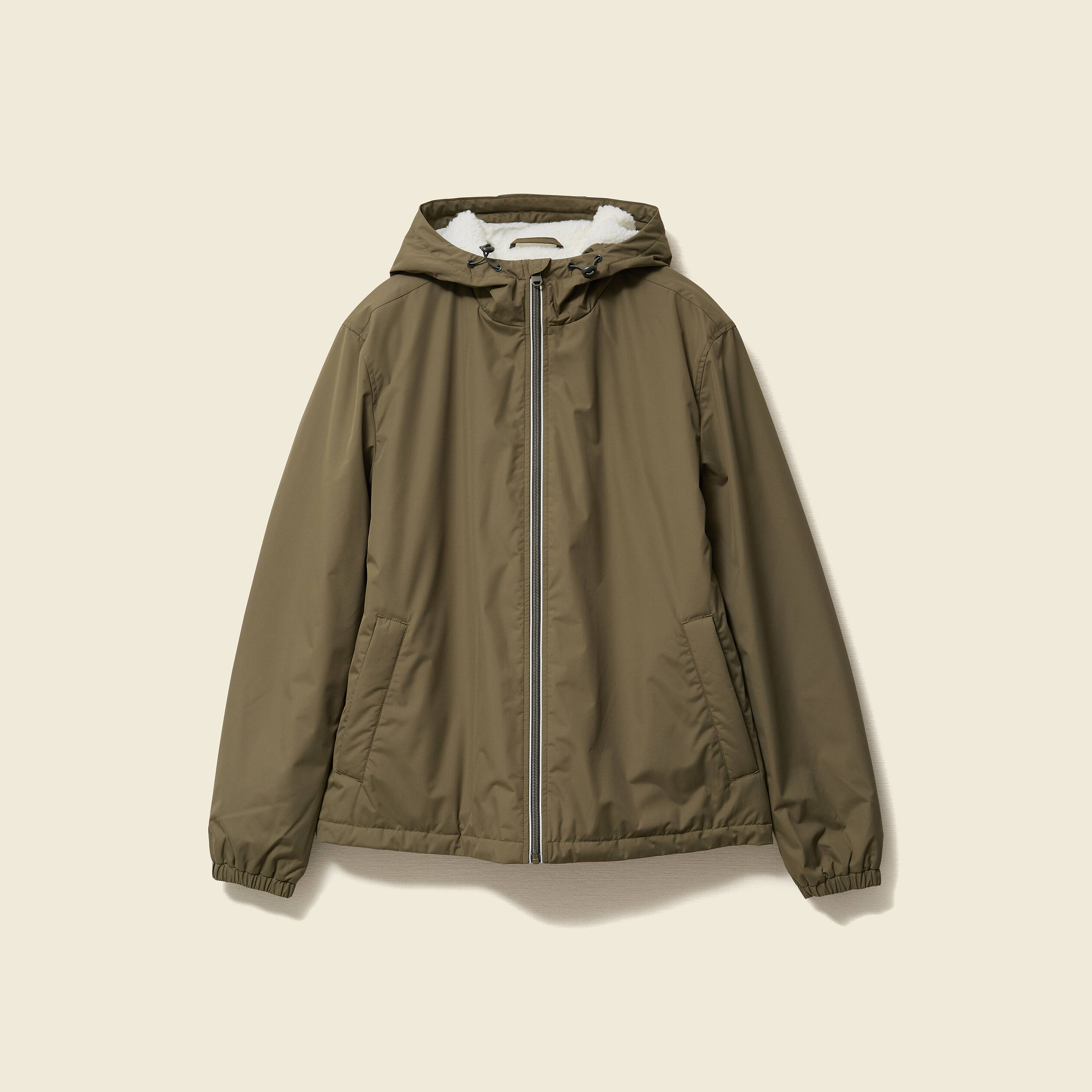 Parka courte droite effet polaire vert kaki homme