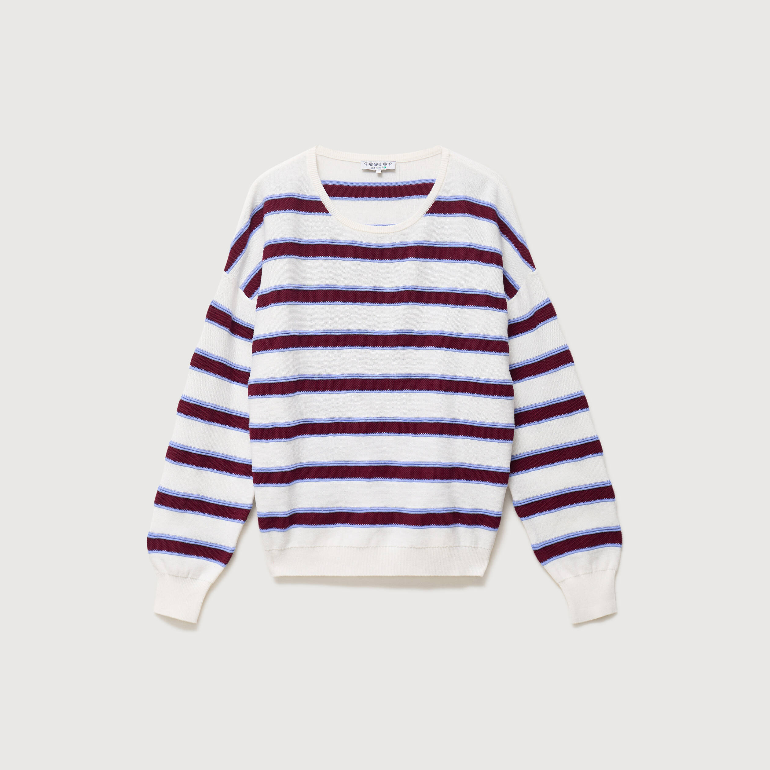 Pull col rond manches longues en coton marron chocolat femme
