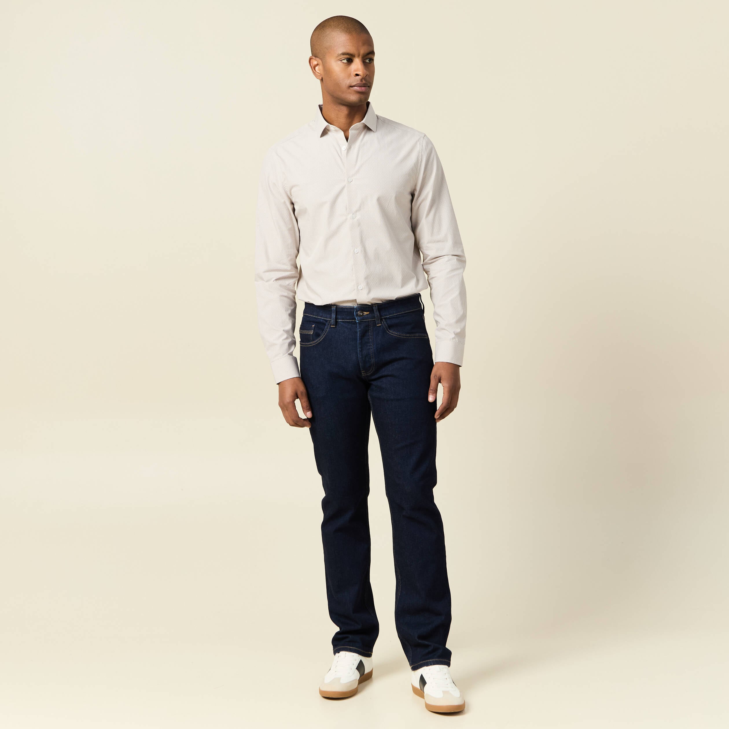 Chemise manches longues beige homme