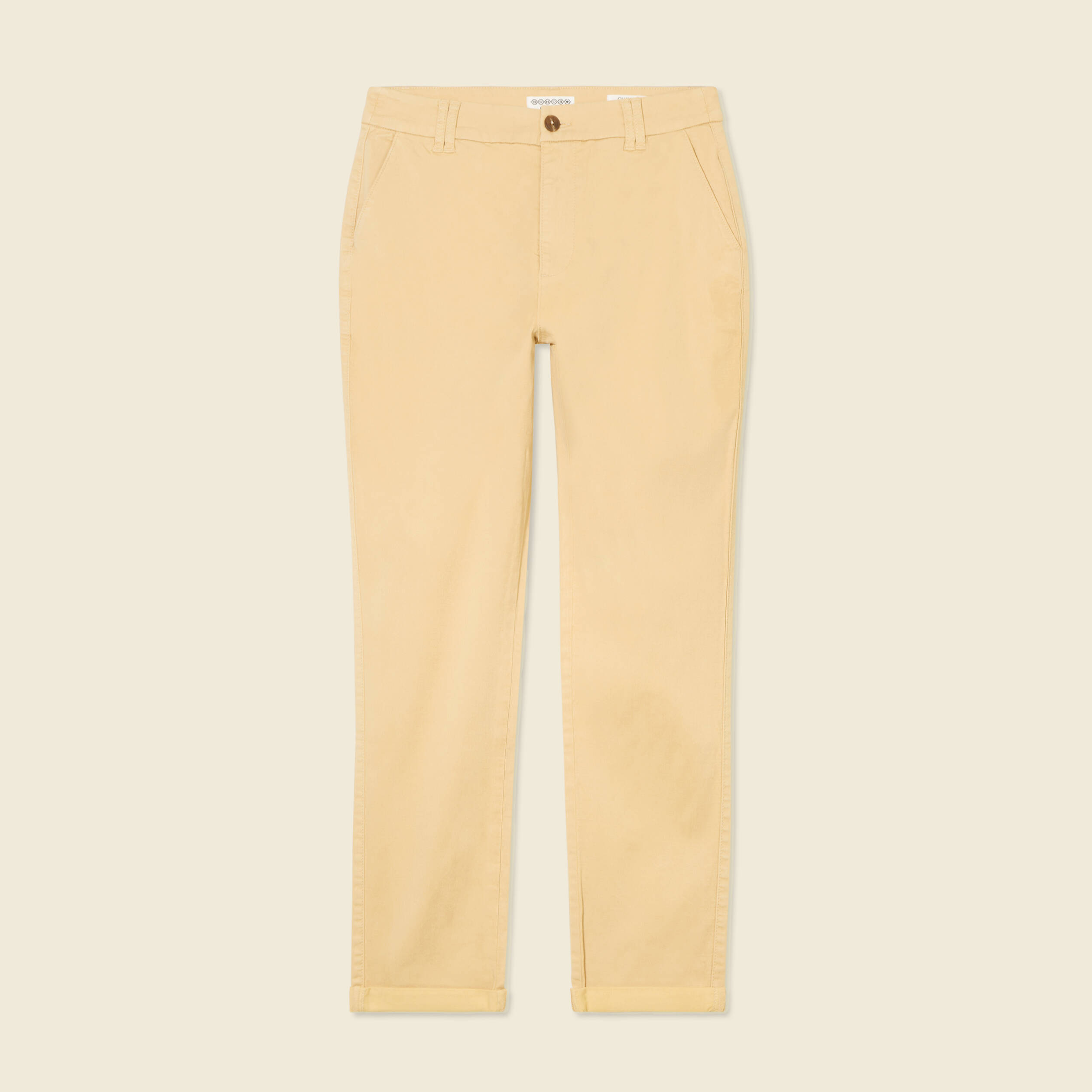 Pantalon chino cigarette beige femme