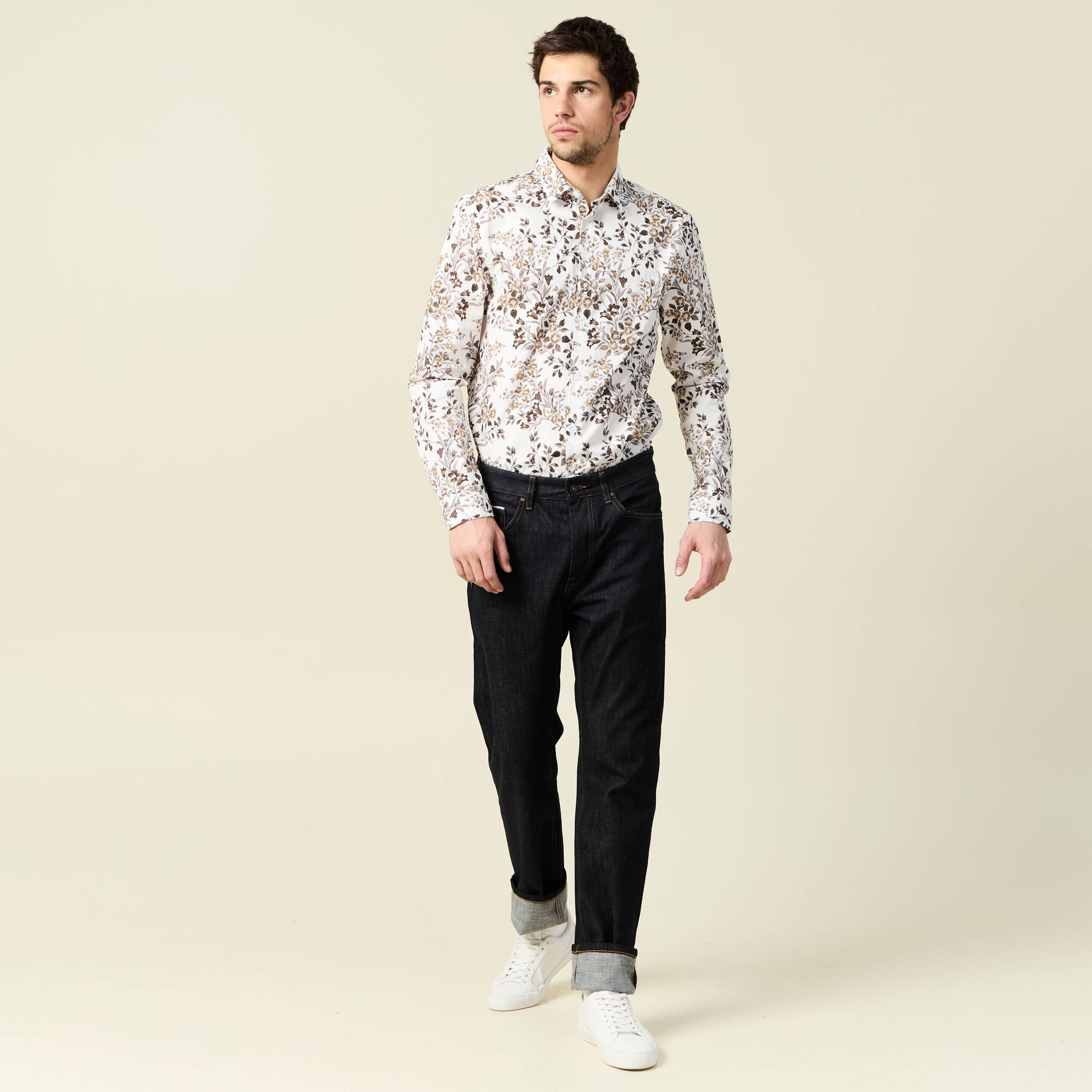 Chemise &agrave; manches longues blanc homme