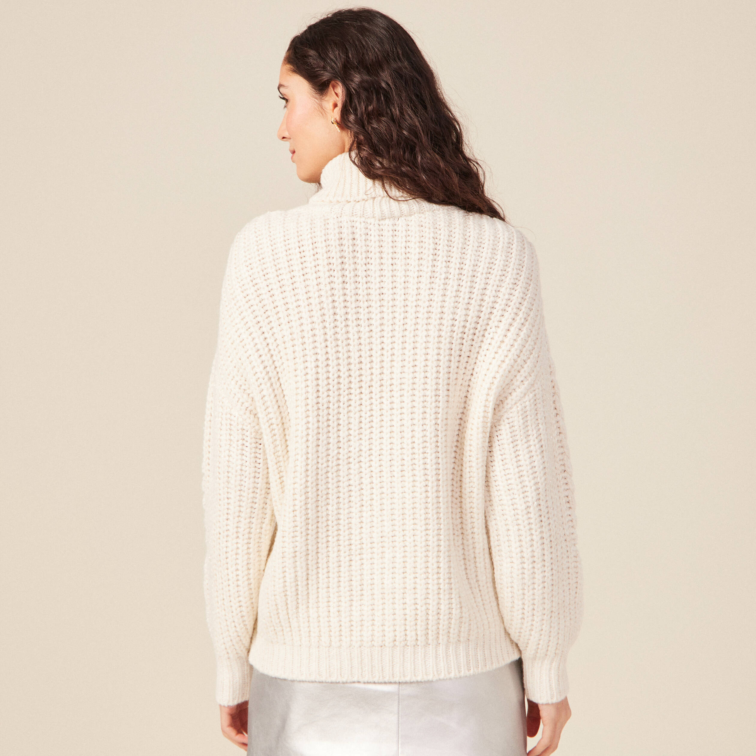 pull manches longues col roule ecru femme Pull manches longues col roulé ecru femme