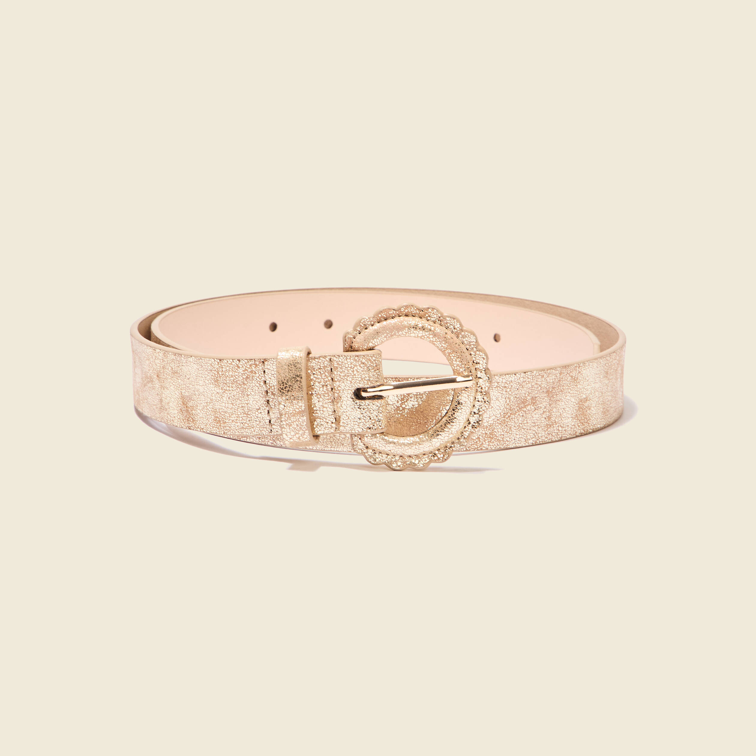 Ceinture iris&eacute;e beige femme
