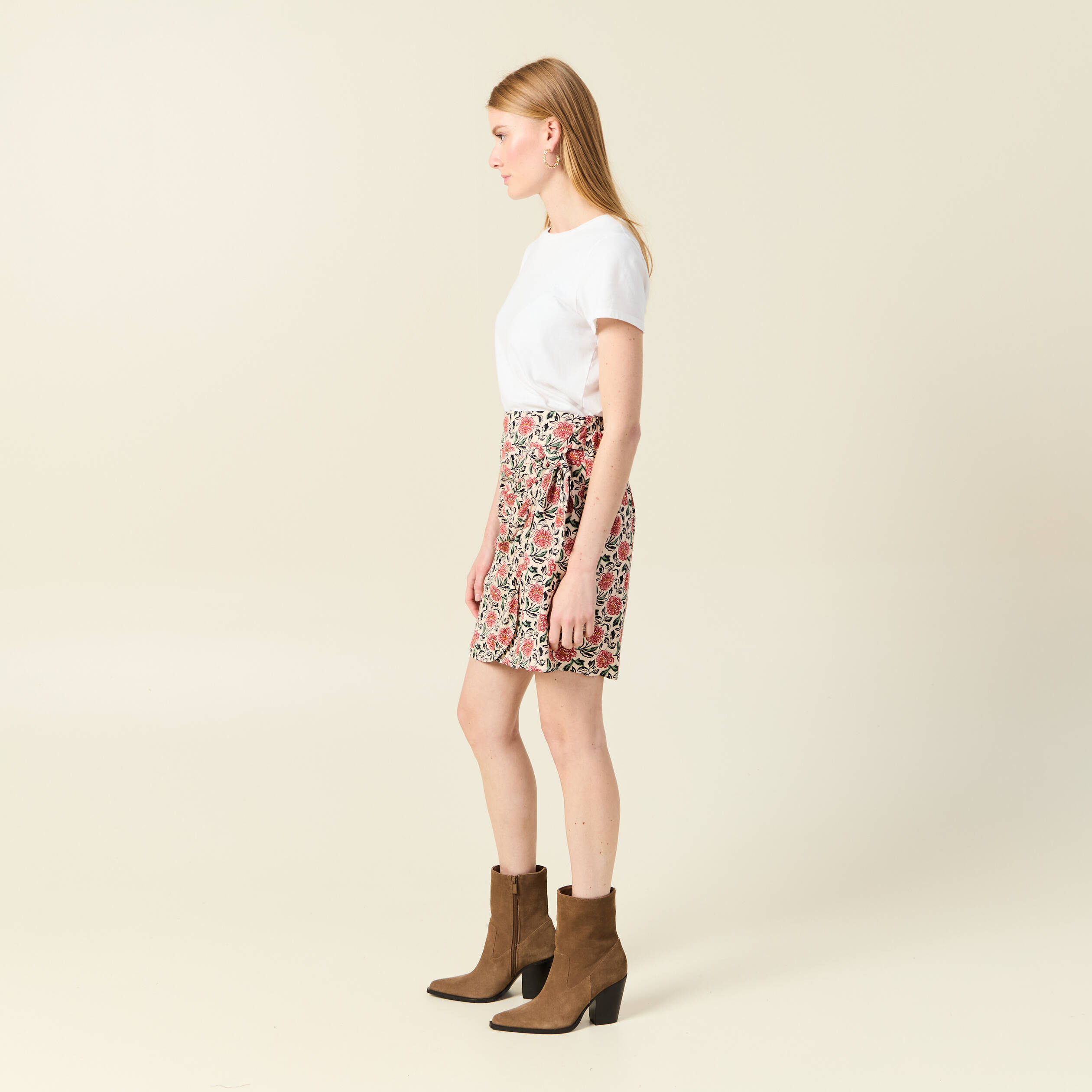jupe portefeuille noeud ecru femme Jupe portefeuille noeud ecru femme