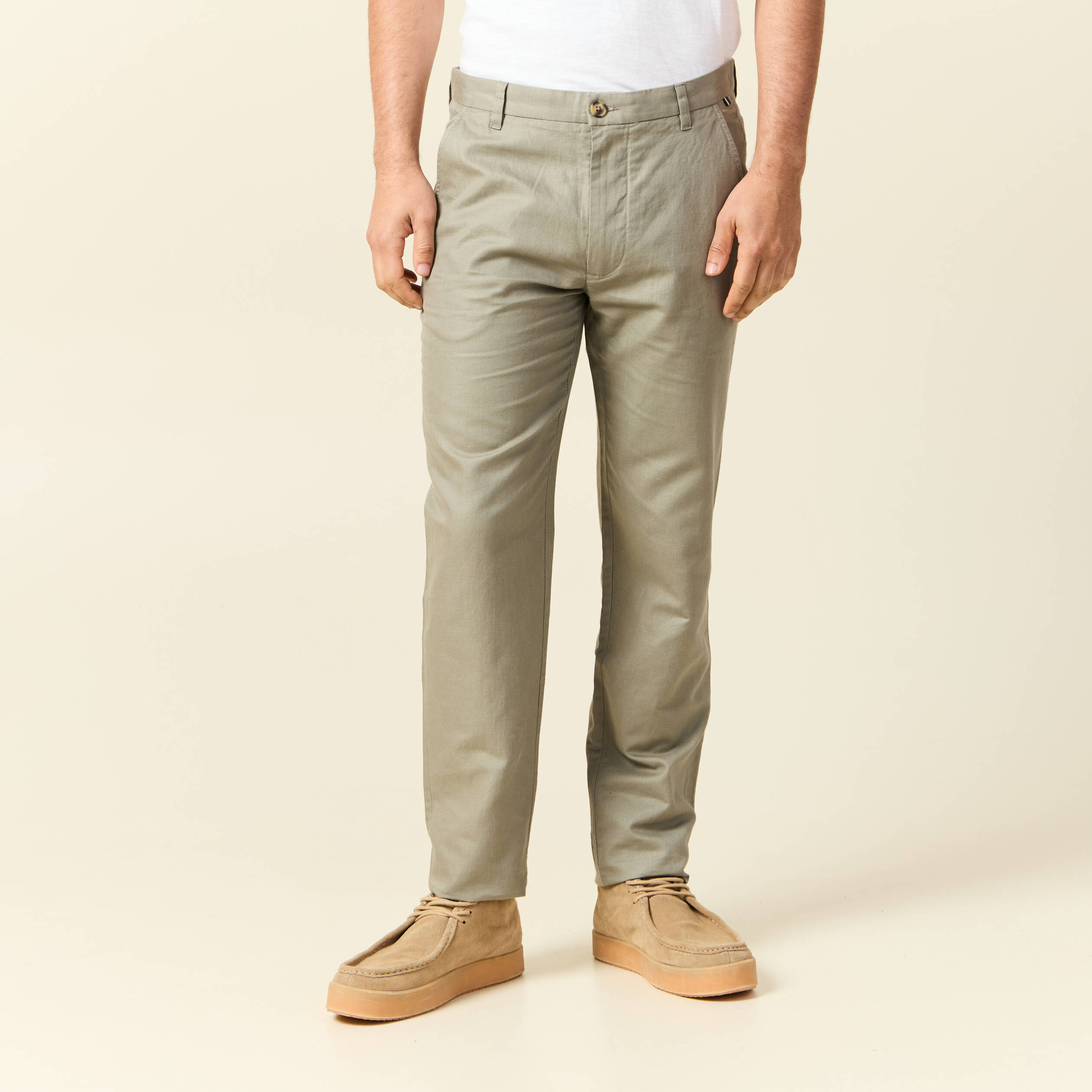 Pantalon chino vert kaki homme