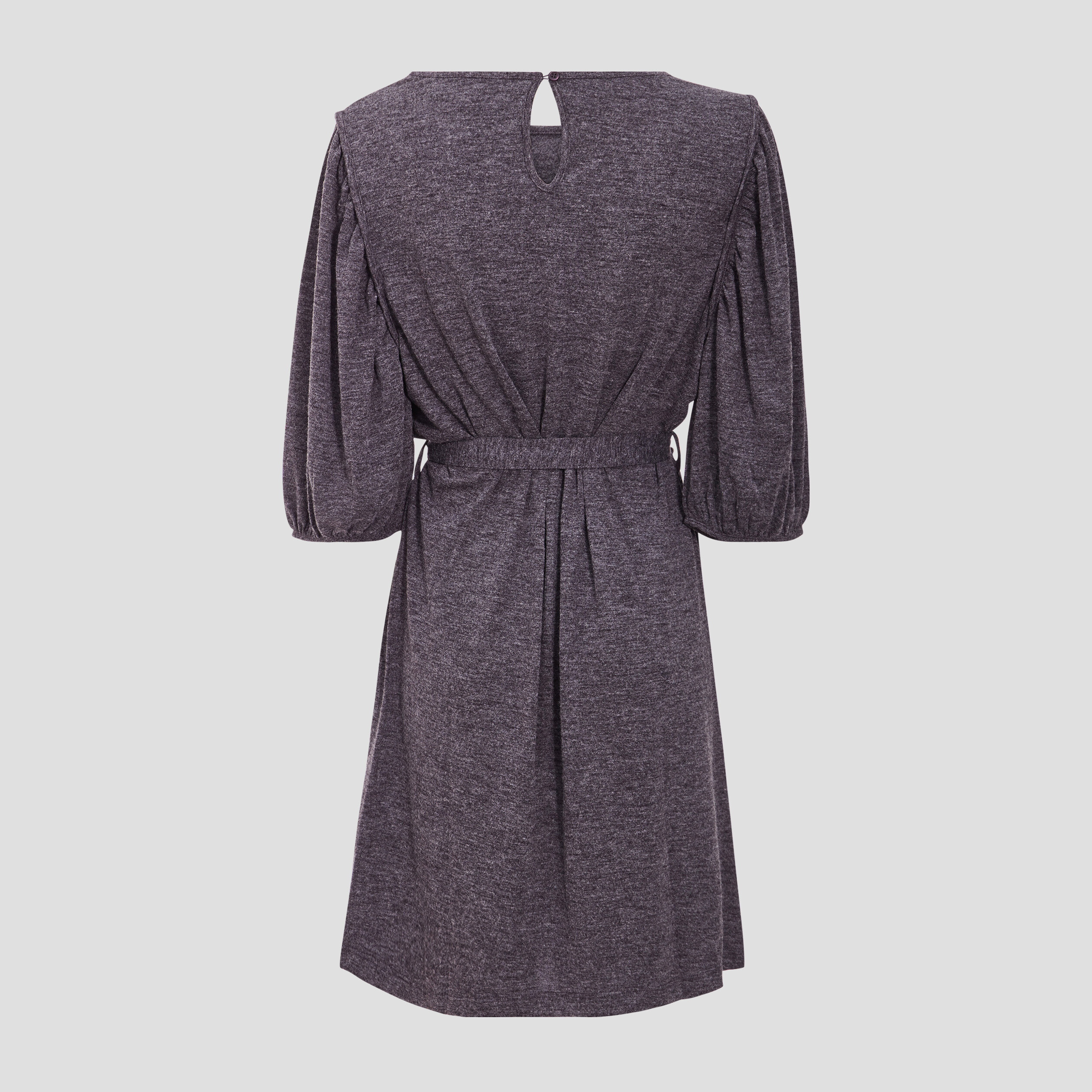 Robe droite ceintur&eacute;e gris fonc&eacute; femme