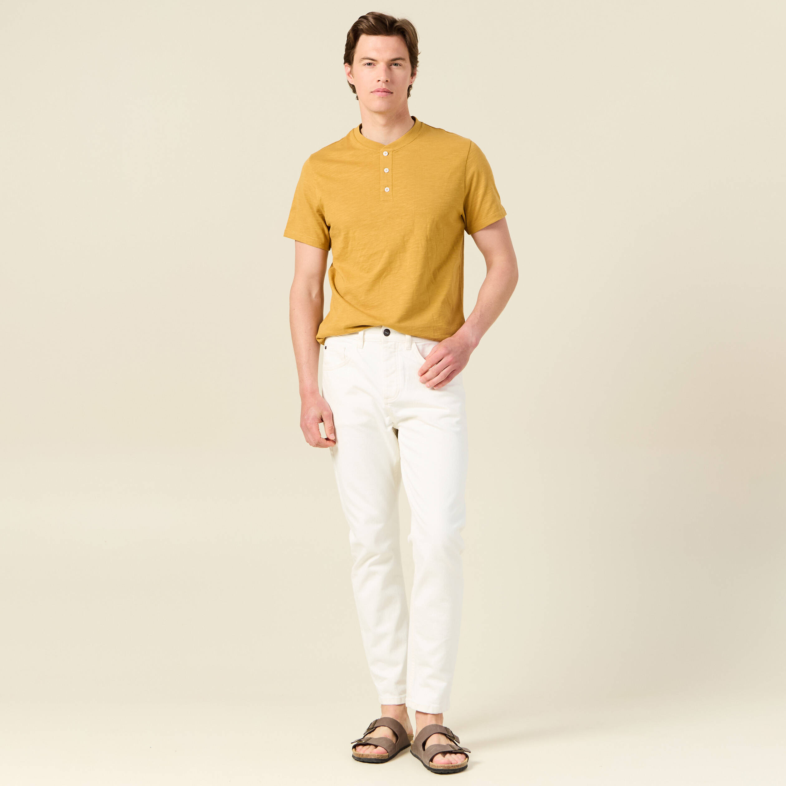 t shirt eco responsable jaune moutarde homme T-shirt éco-responsable jaune moutarde homme