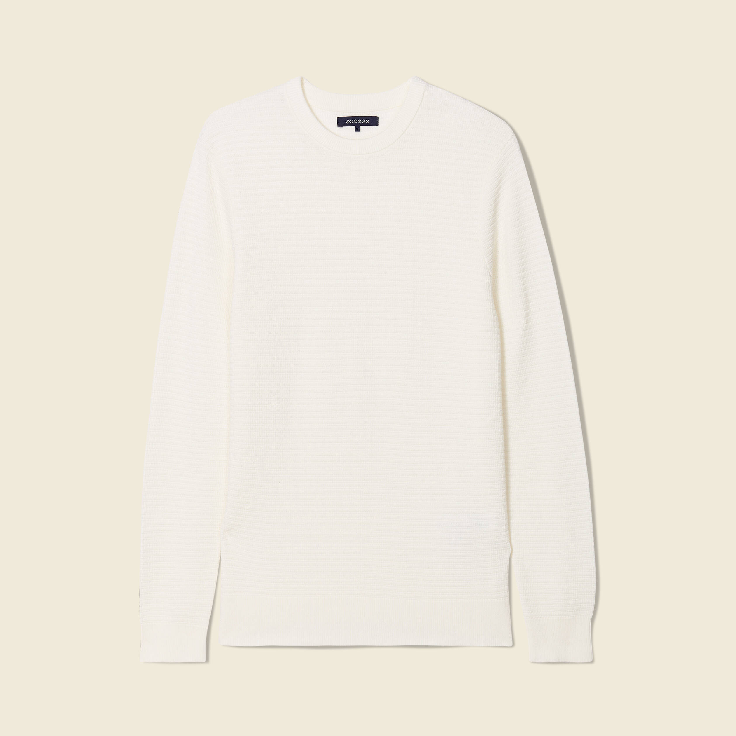 Pull manches longues col rond ecru homme
