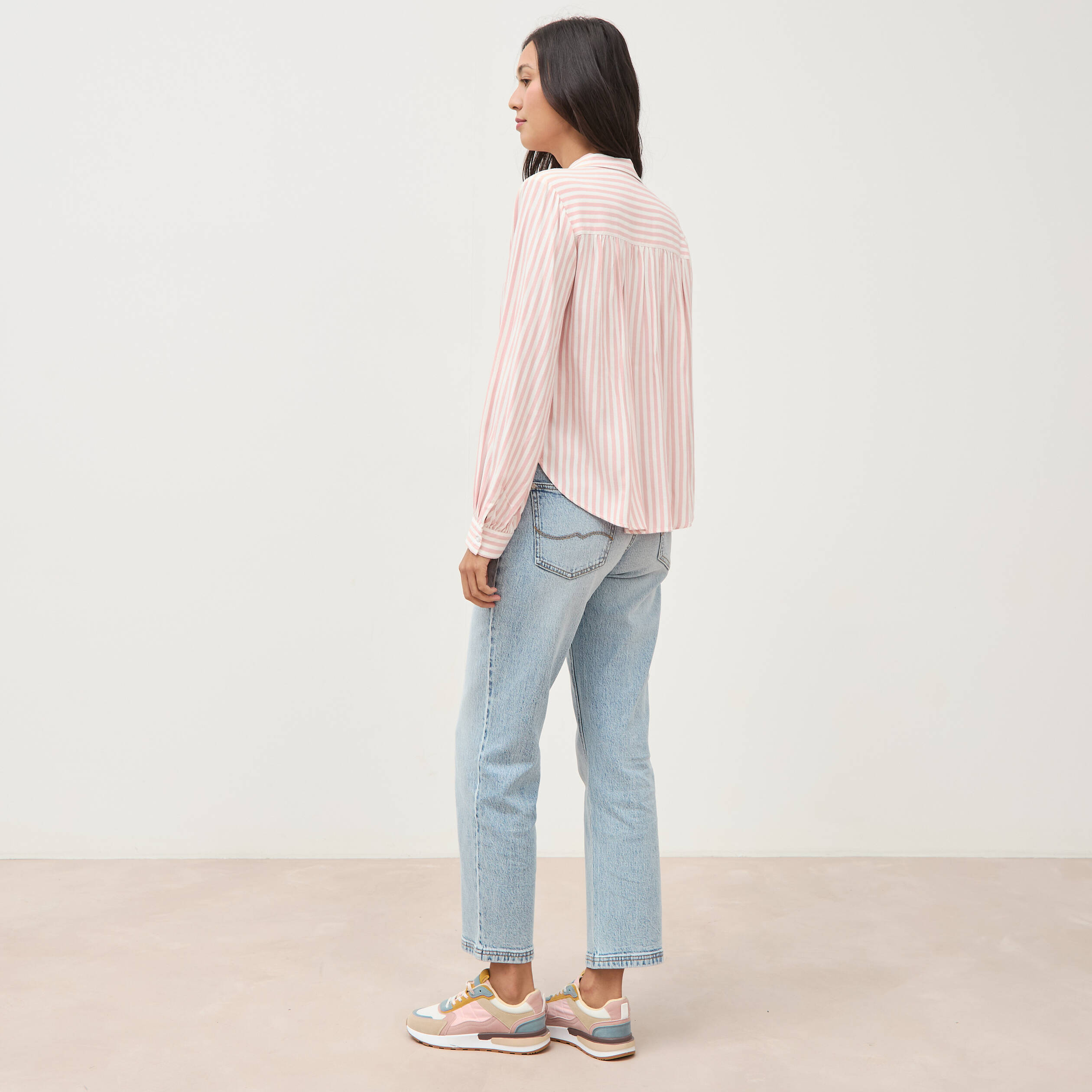 Blouse manches longues rose clair femme