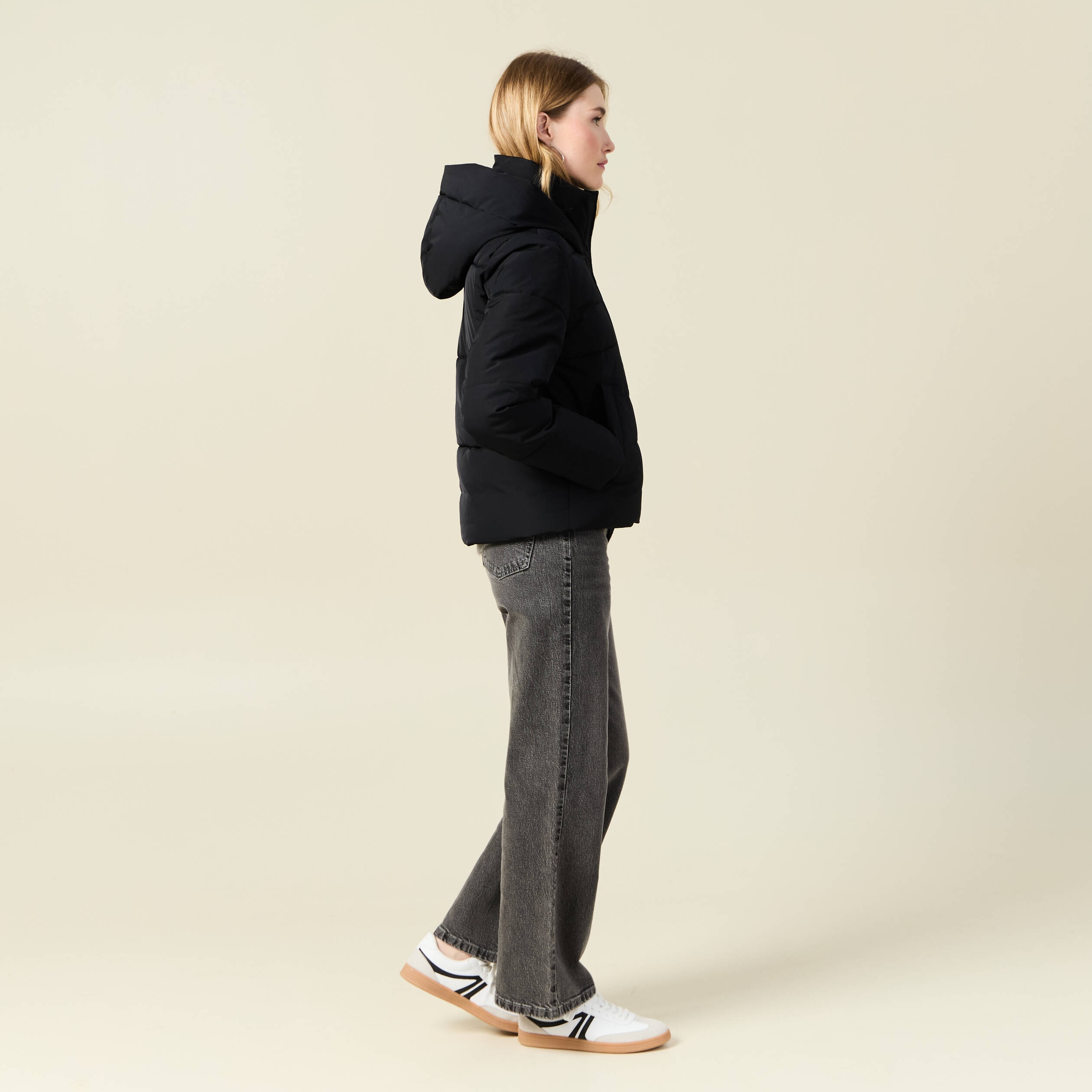 Doudoune &agrave; capuche noir femme