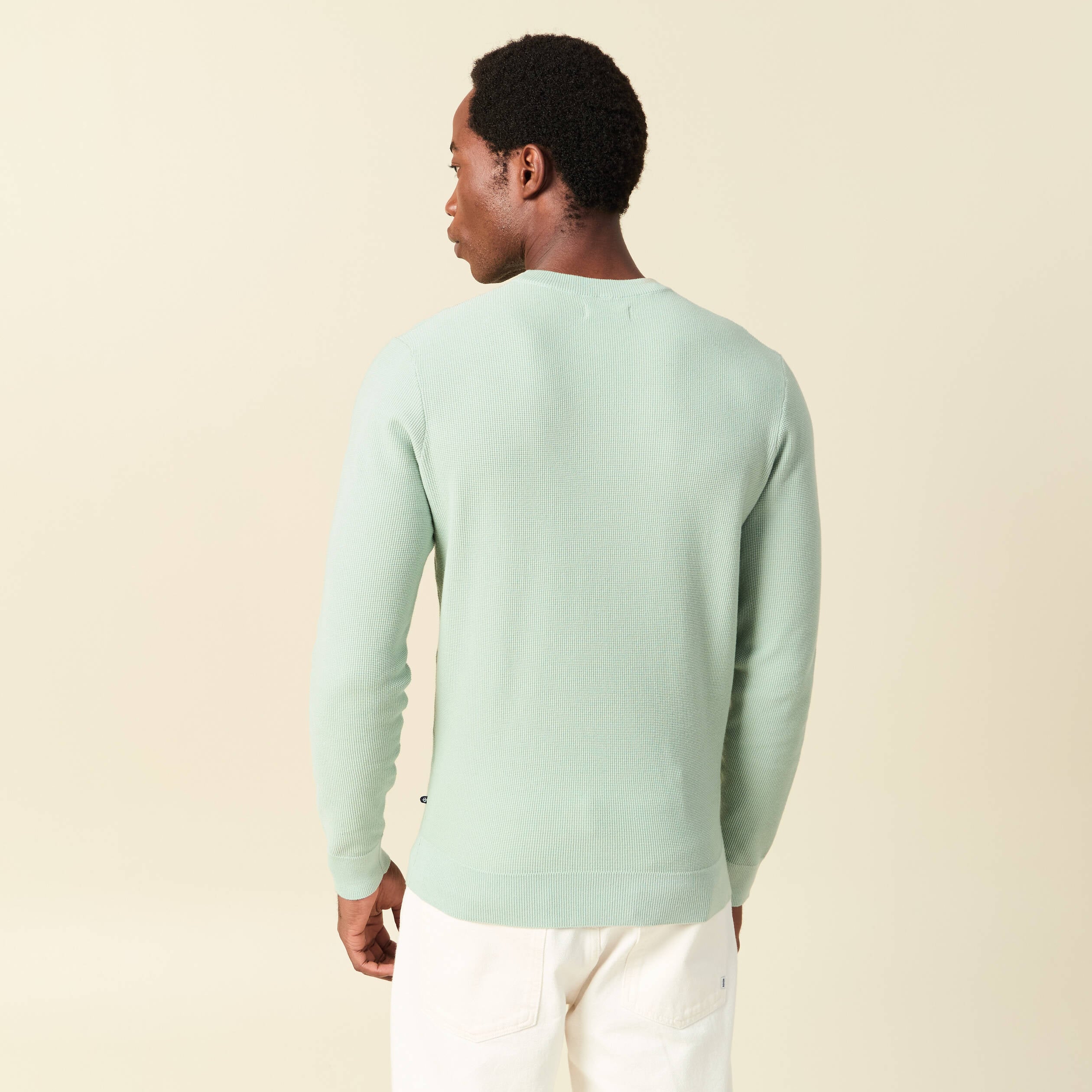 Pull fin col rond manches longues bleu gris homme