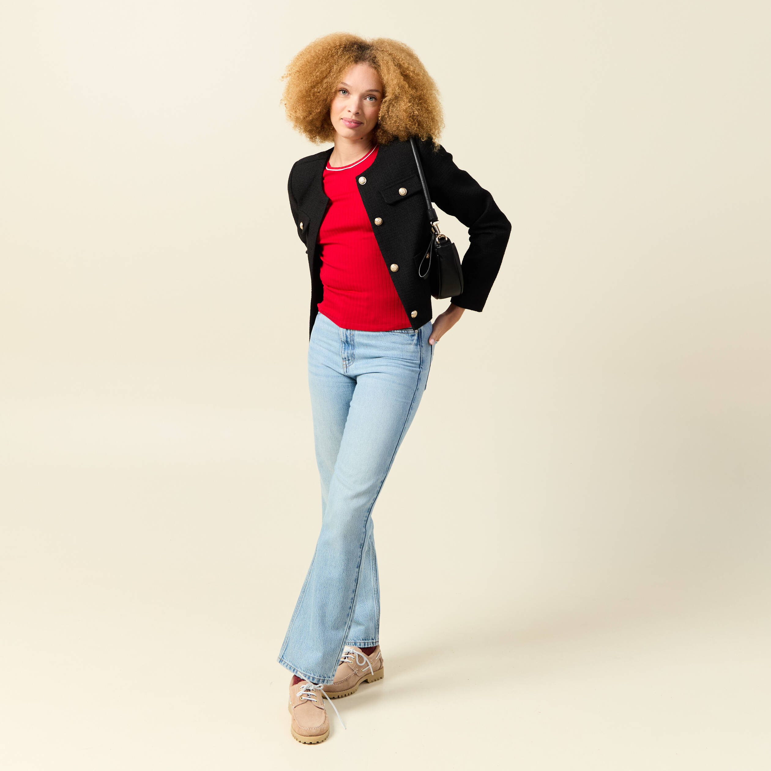 T-shirt ajust&eacute; court manches courtes rouge femme