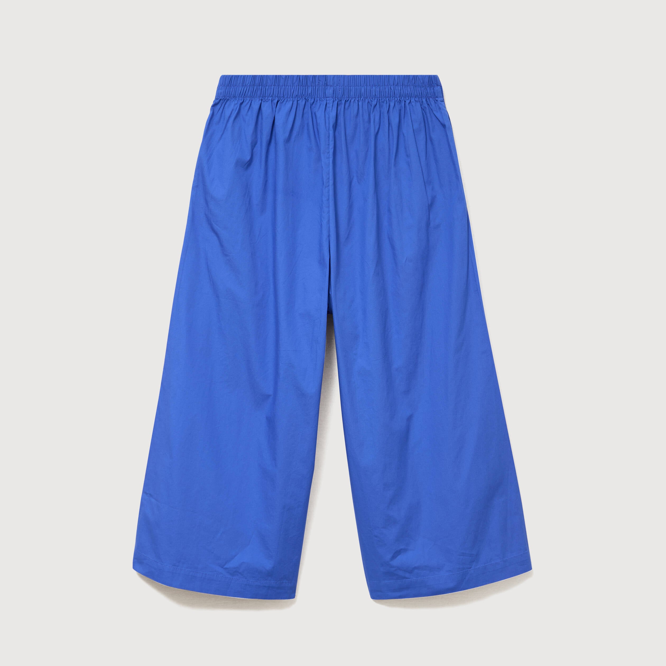 Pantalon large taille haute 3/4 en coton bleu electrique femme