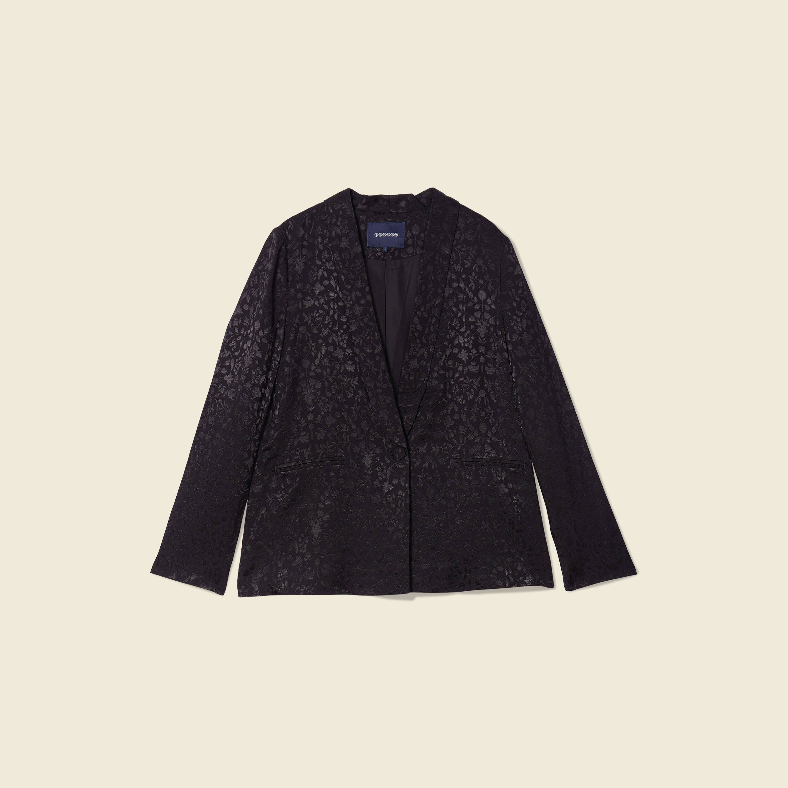 veste blazer droite satin noir femme Veste blazer droite satin noir femme