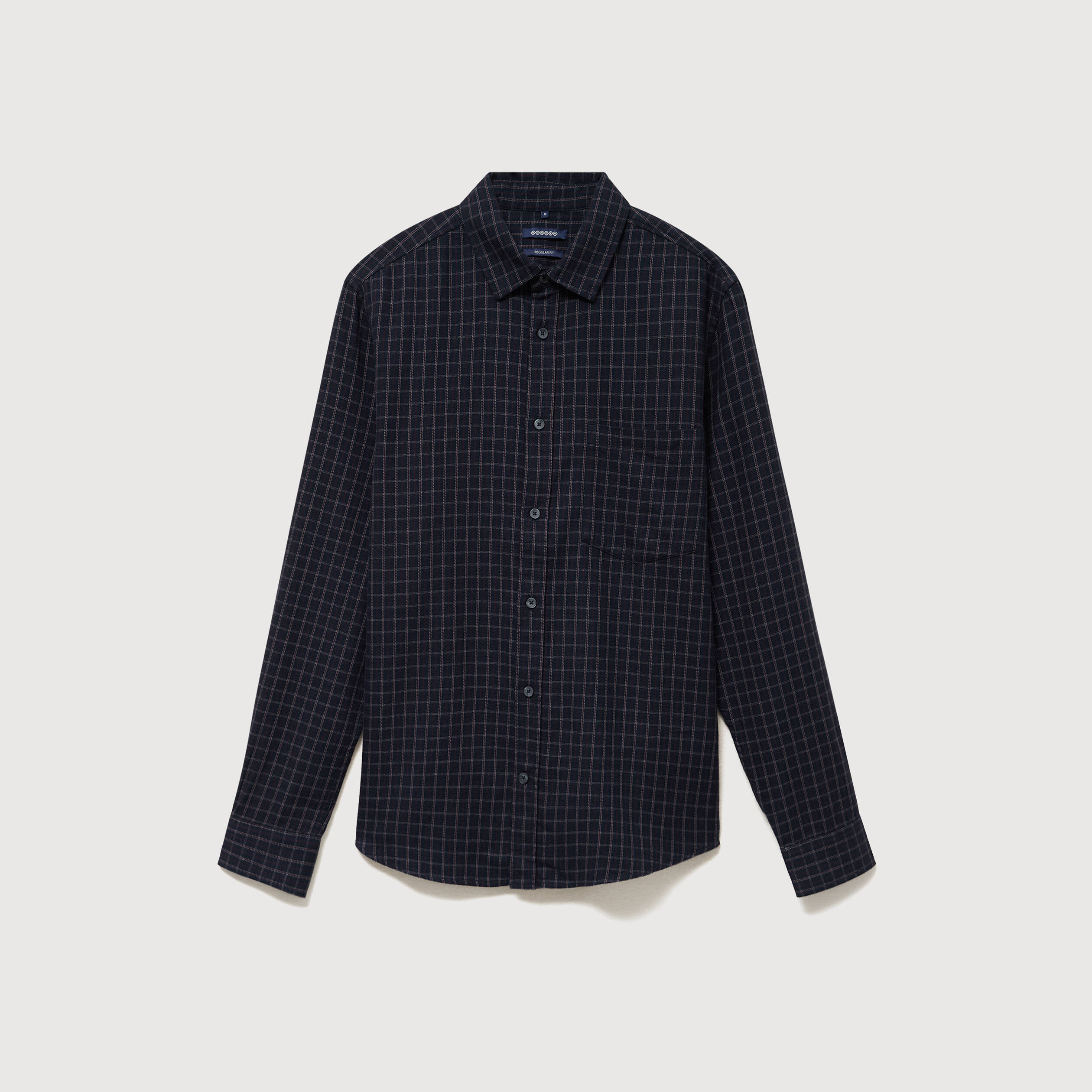 Chemise manches longues en coton bleu marine homme