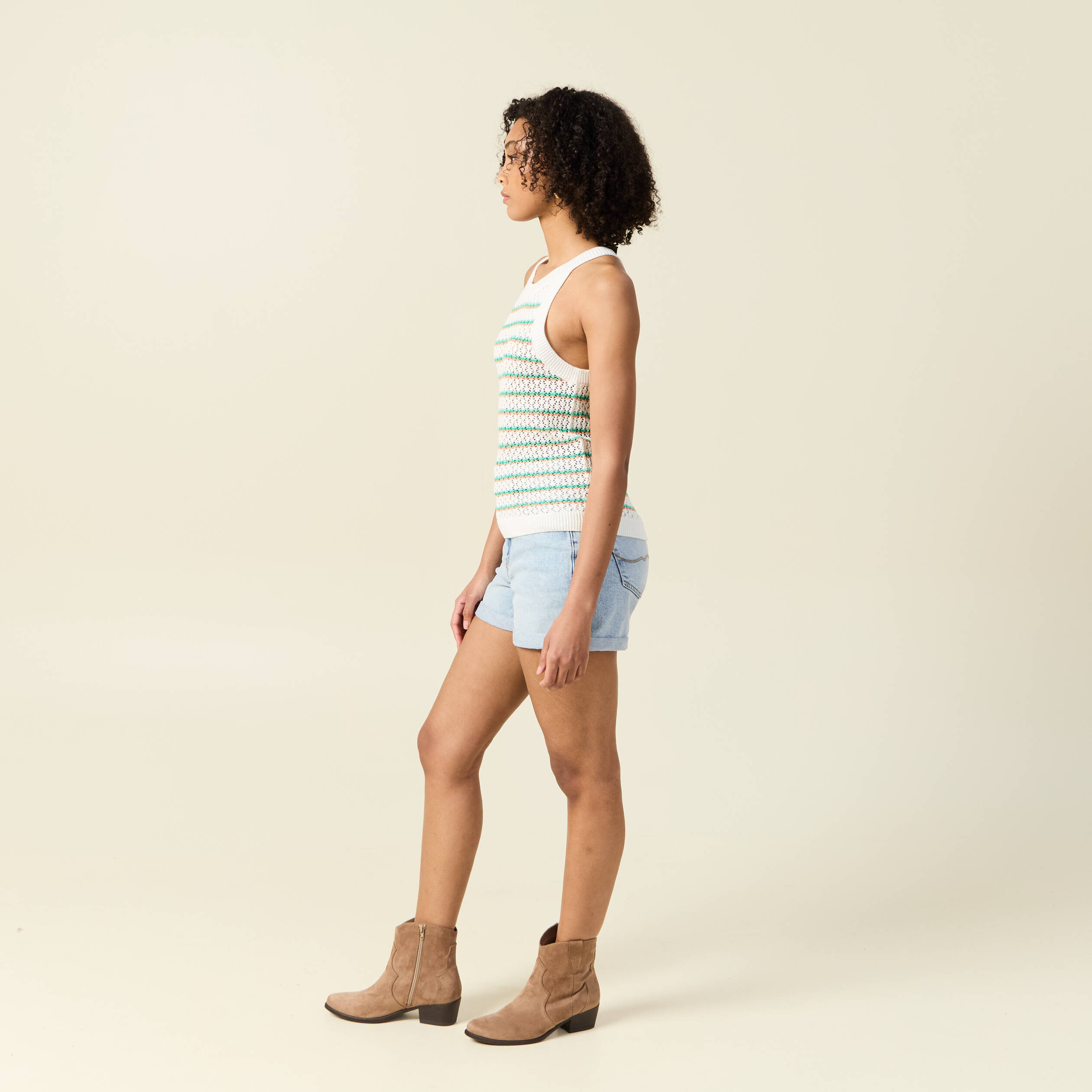 debardeur tricot ajoure blanc femme Débardeur tricot ajouré blanc femme