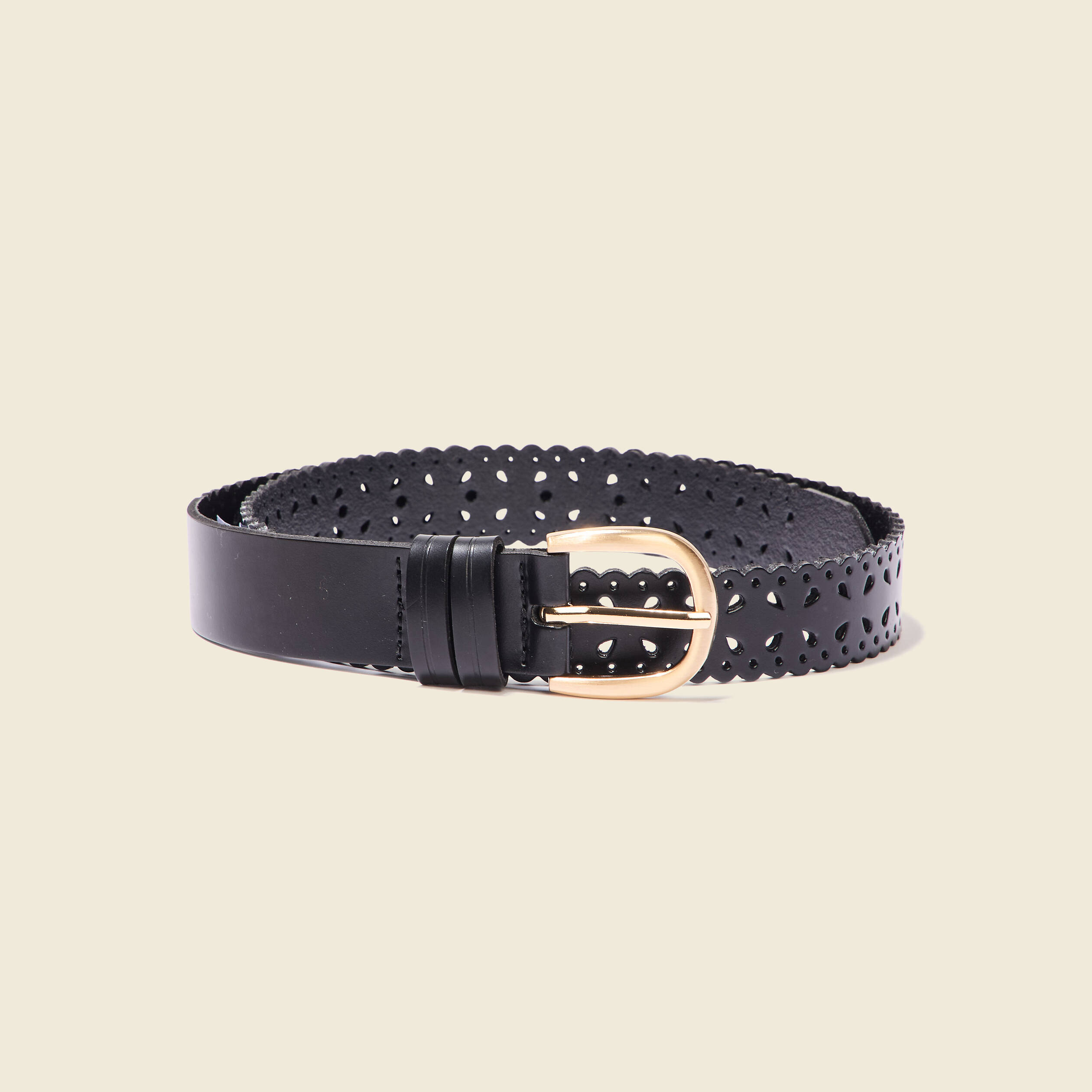 ceinture perforee en cuir noir femme Ceinture perforée en cuir noir femme