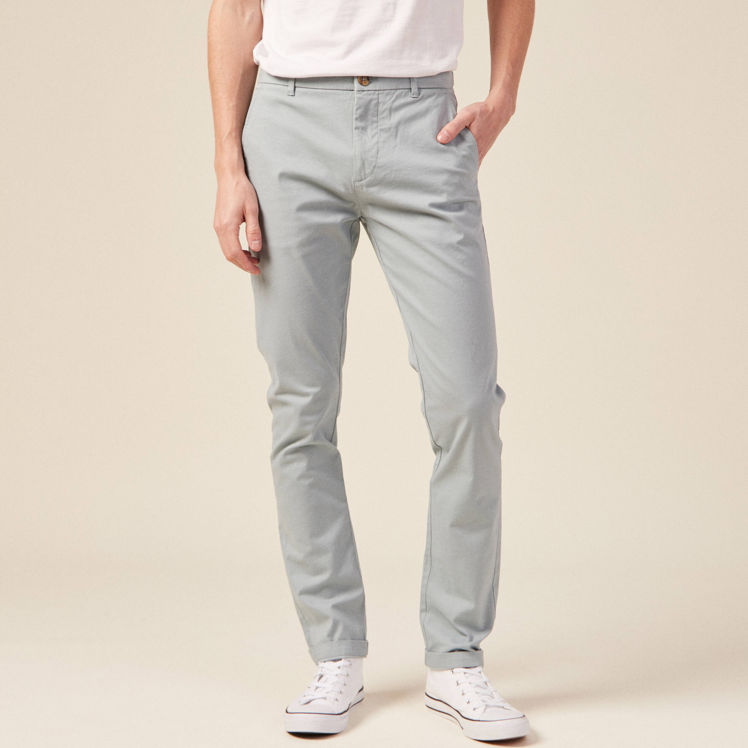 Pantalon chino longueur 32 bleu gris homme