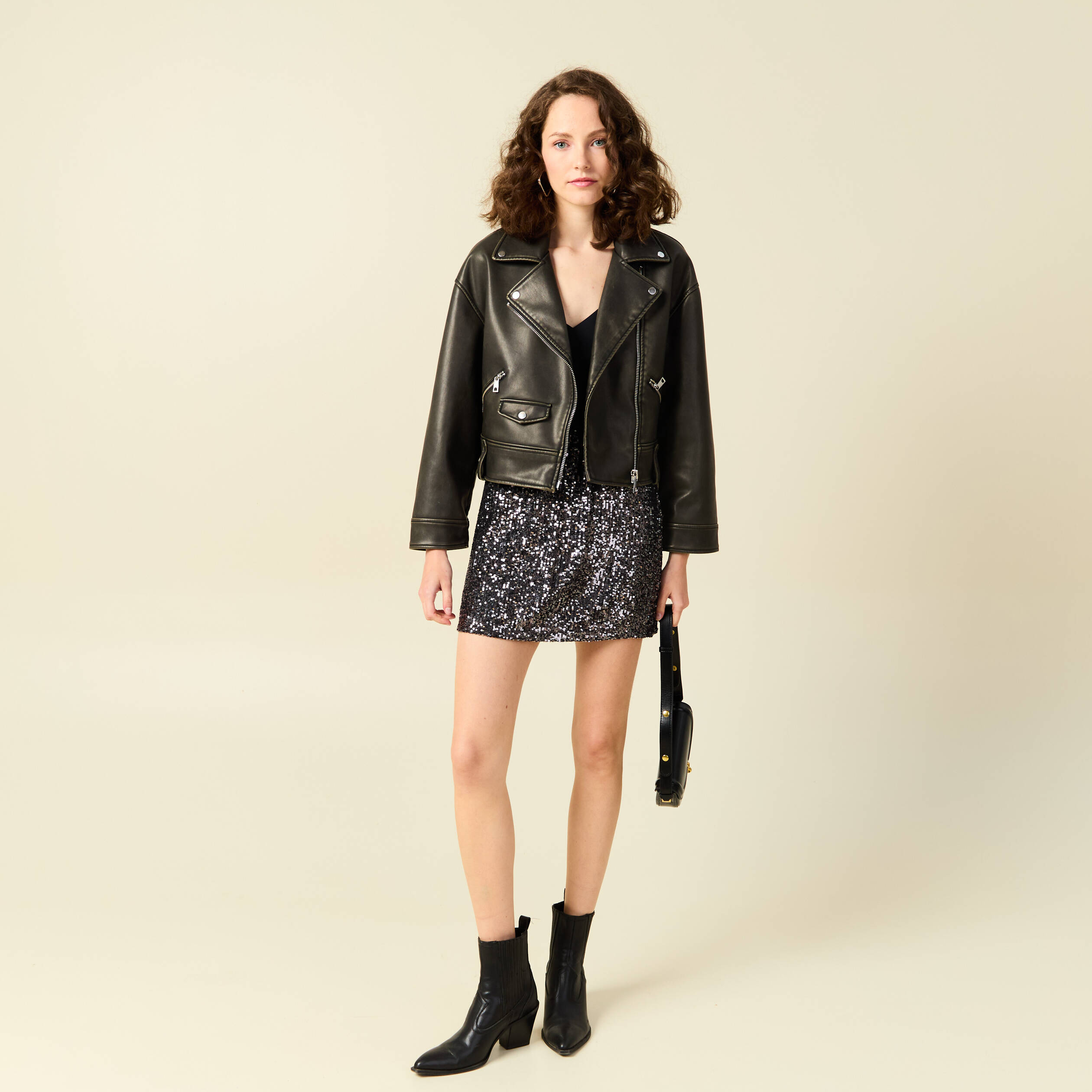 blouson simili cuir marron femme Blouson simili cuir marron femme