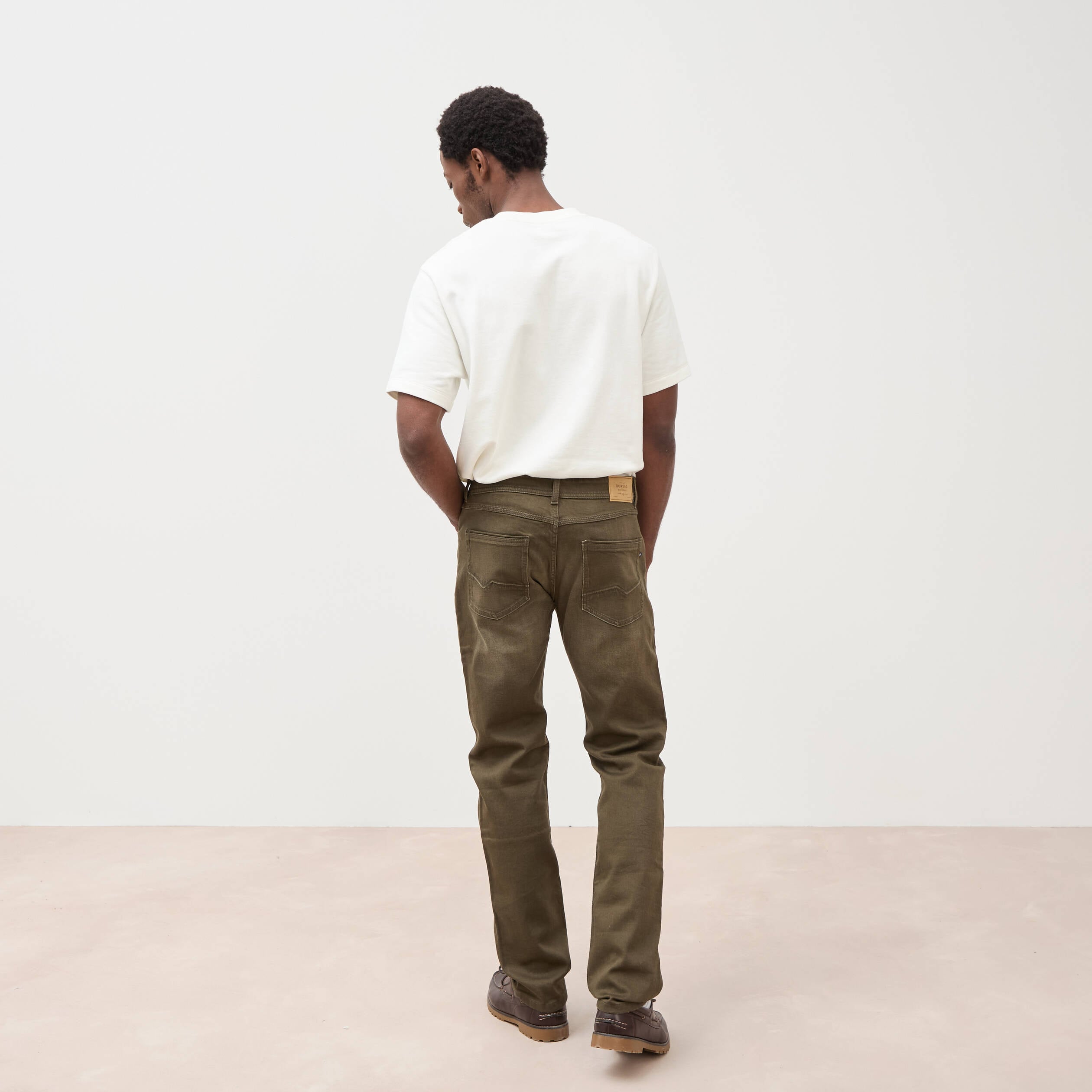 Jeans straight longueur 32 denim marron homme