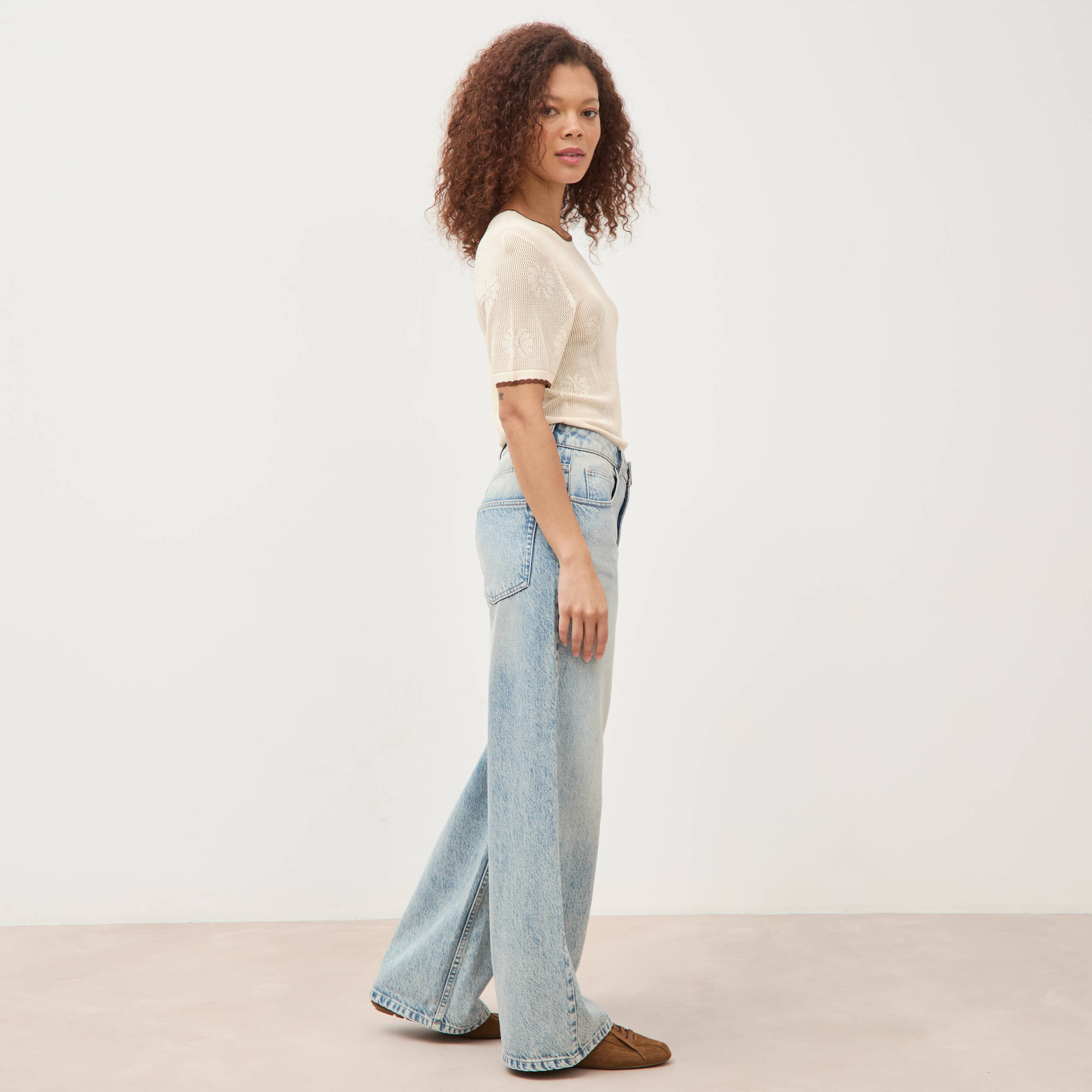 Jeans loose taille standard bleu femme