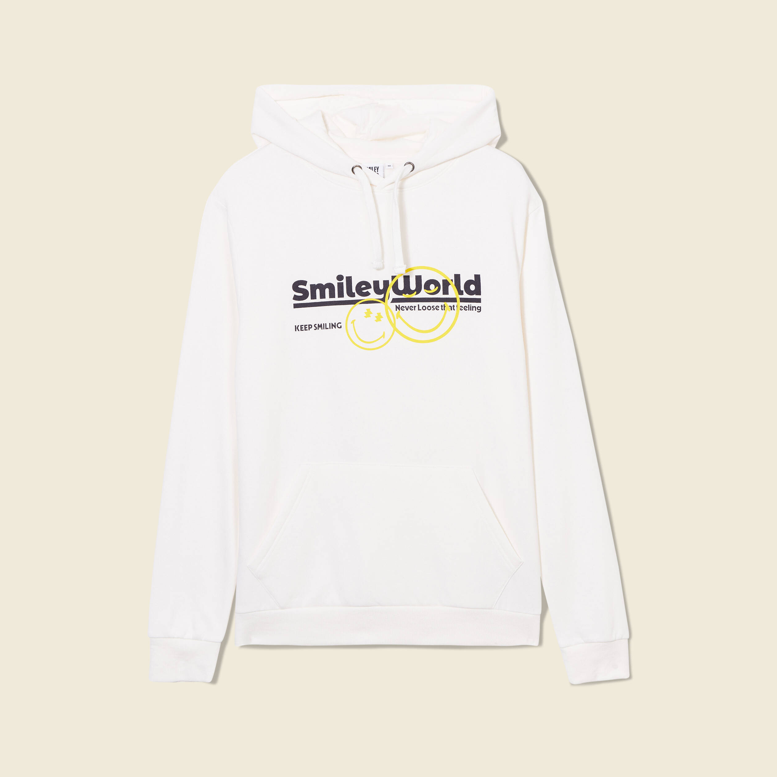sweat a capuche smileyworld ecru homme Sweat à capuche SmileyWorld ecru homme