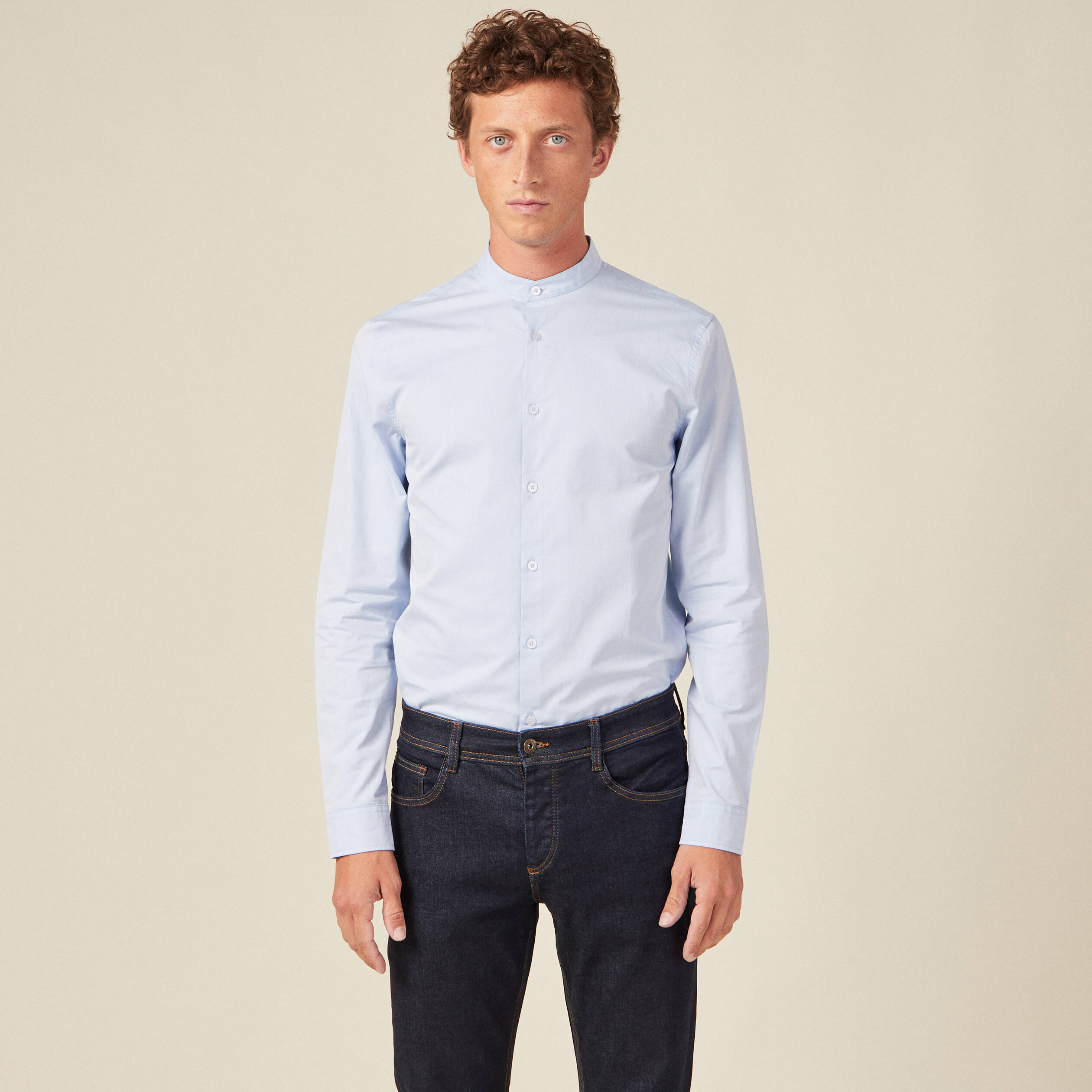 Chemise manches longues bleu clair homme