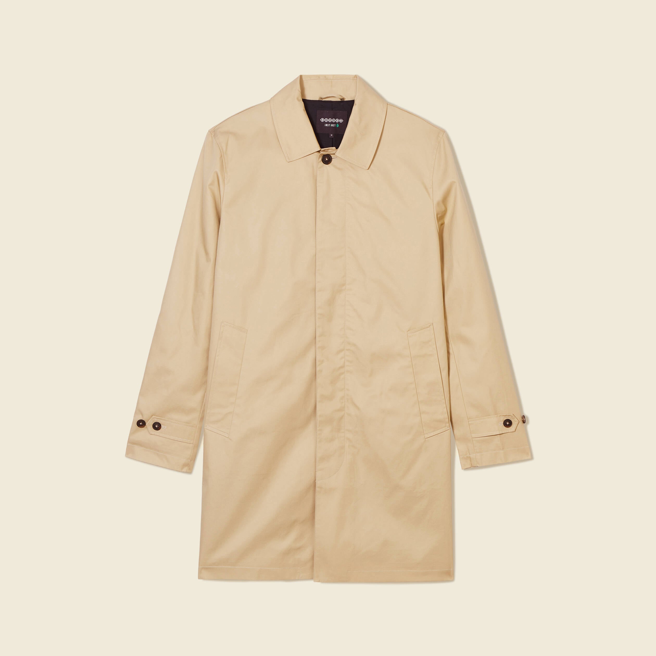 Blouson droit long en coton doubl&eacute; beige homme