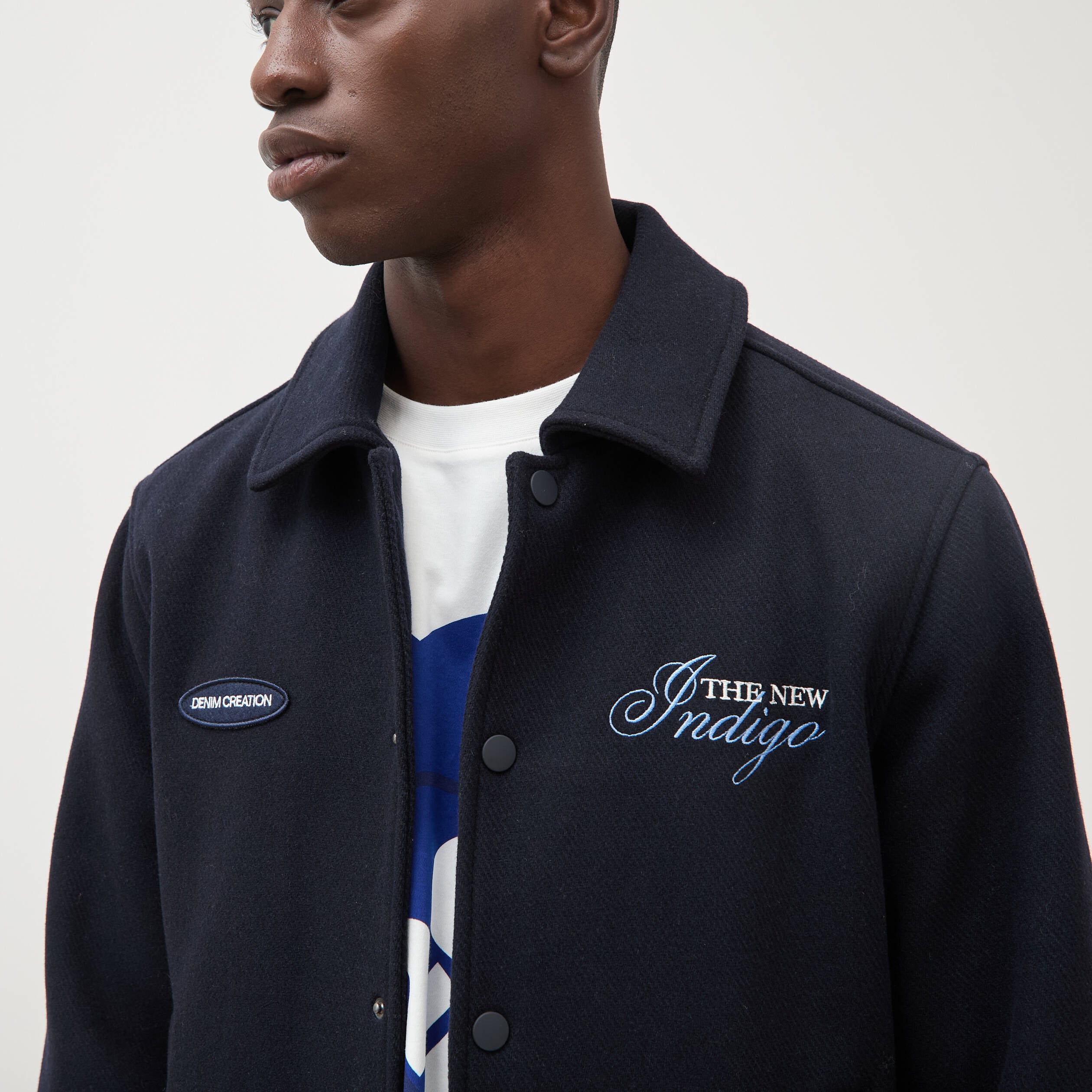 Blouson col classique manches longues bleu marine homme