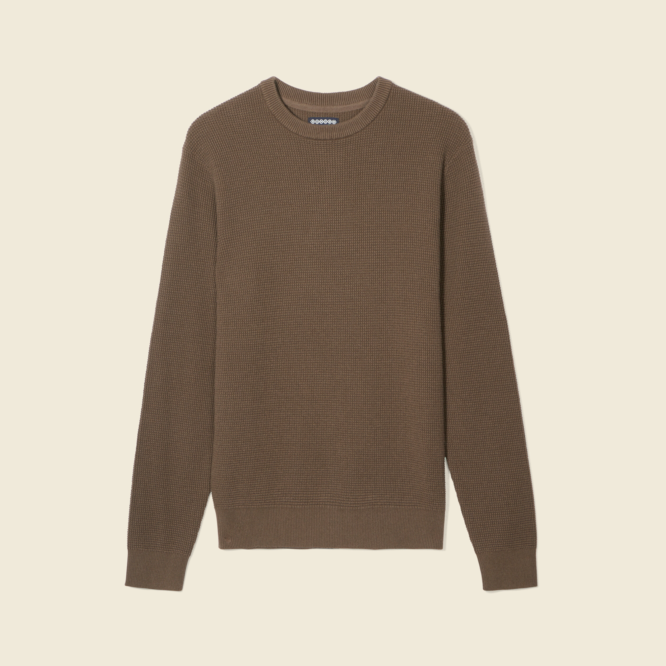 Pull manches longues col rond vert kaki homme