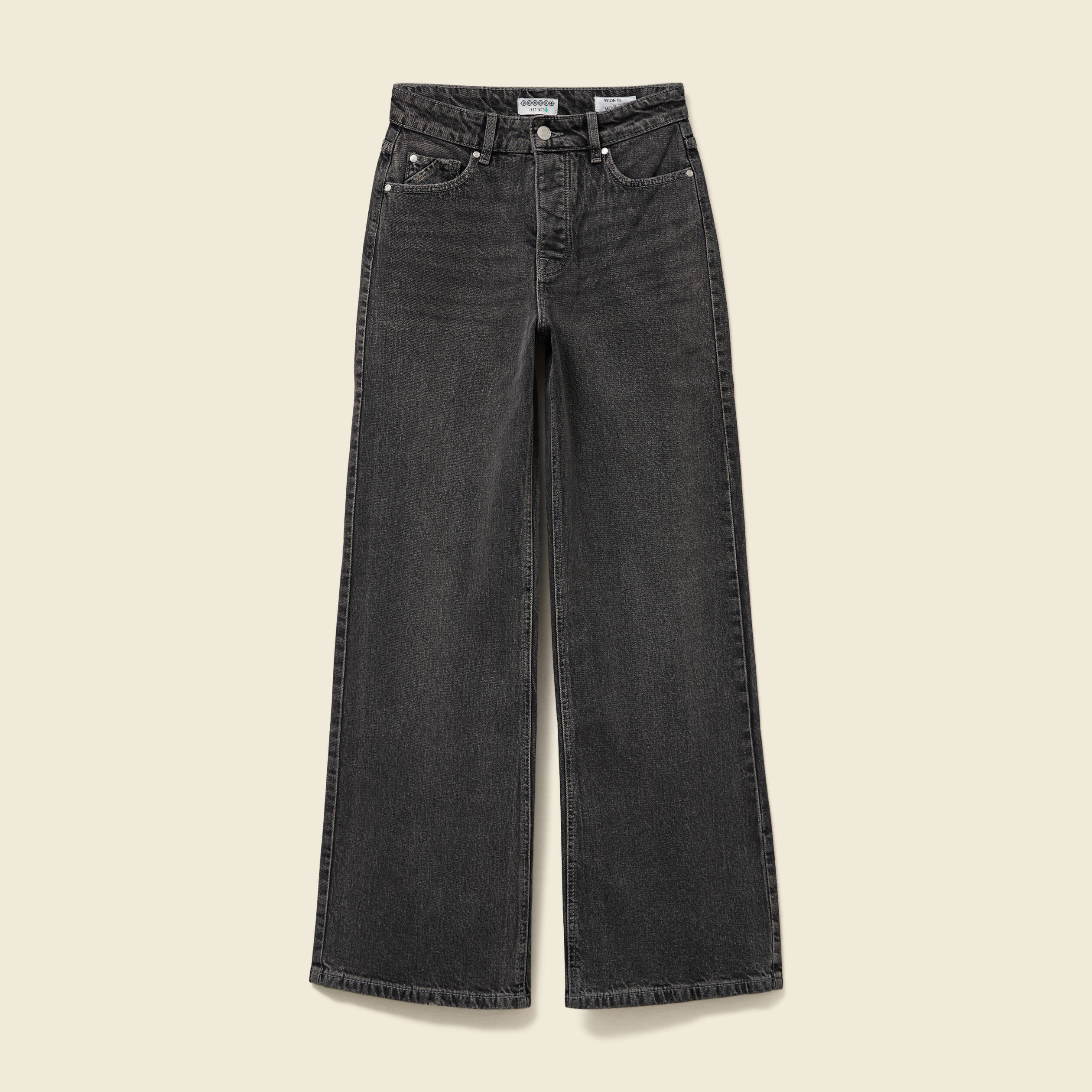 Jeans large taille haute denim snow gris femme