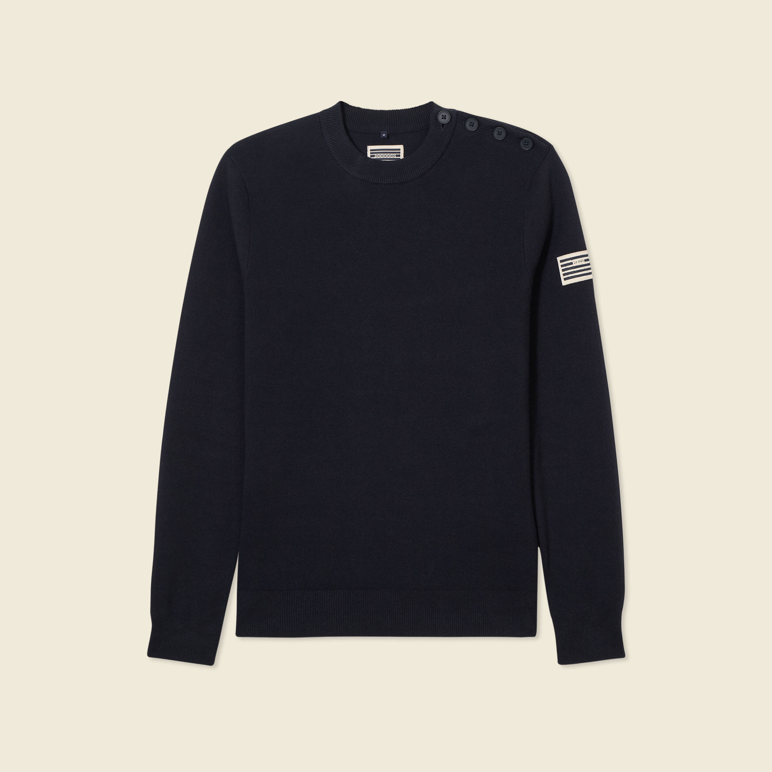 Pull manches longues bleu marine homme