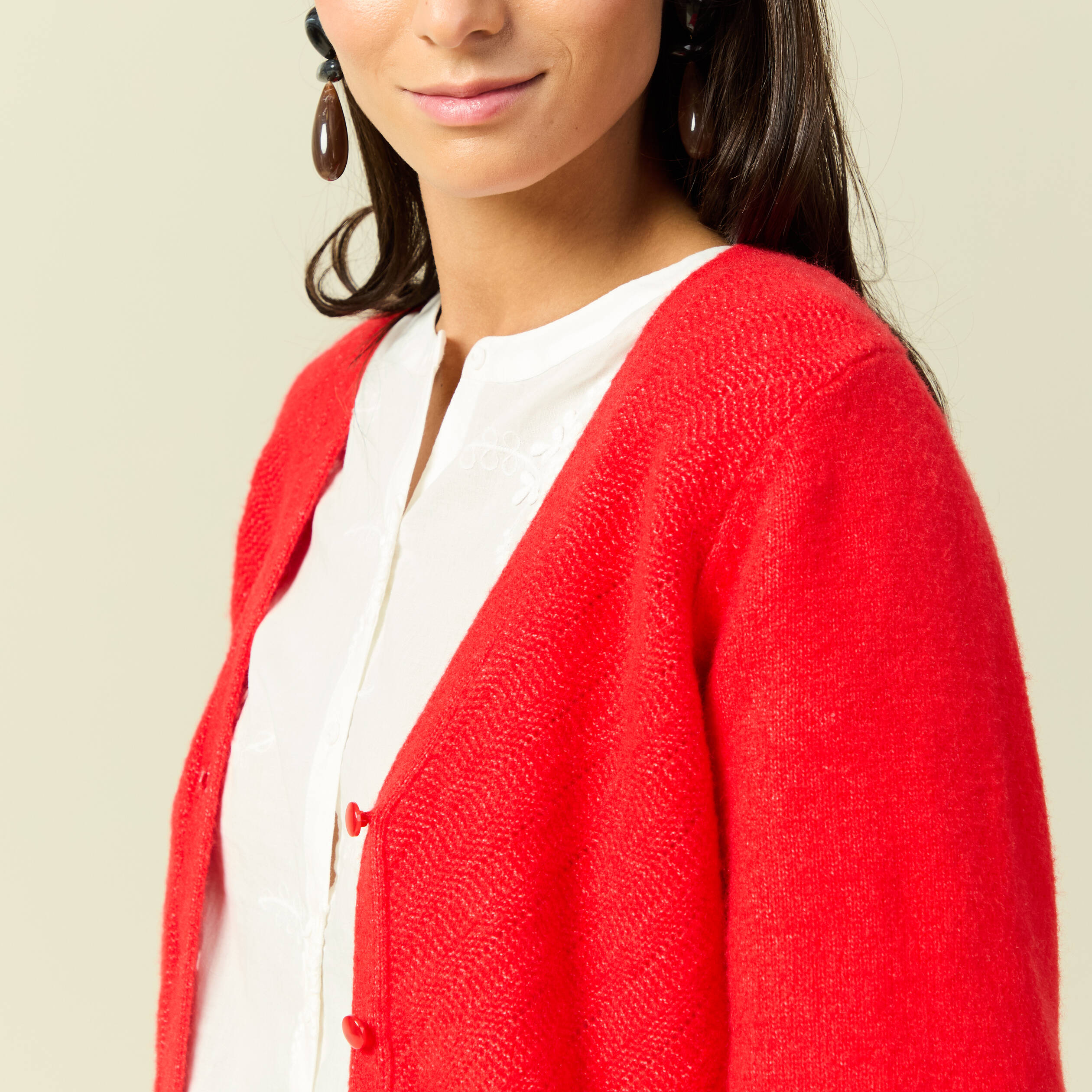 Gilet manches 3/4 rouge fonc&eacute; femme