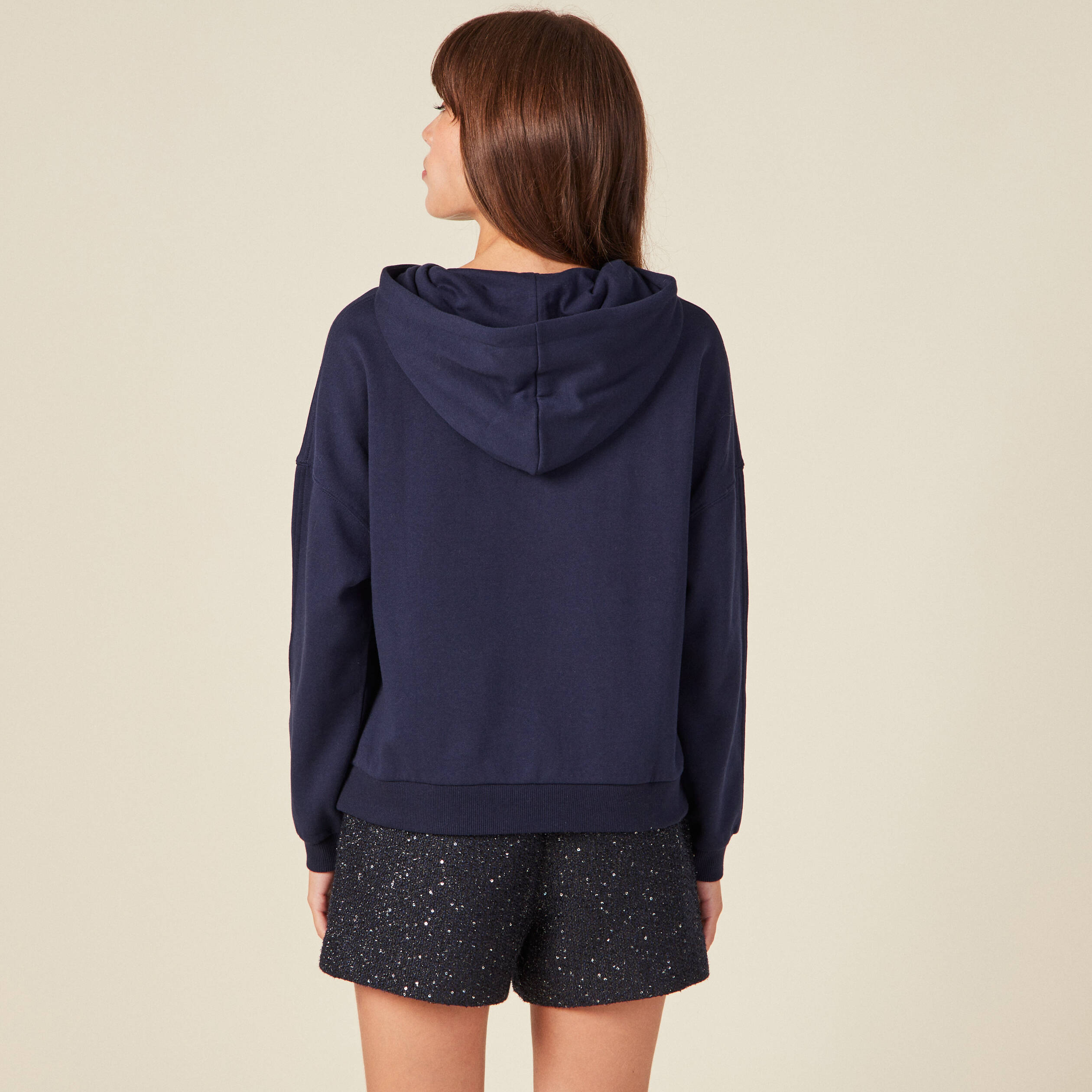 Sweat a capuche bleu marine femme Vibs
