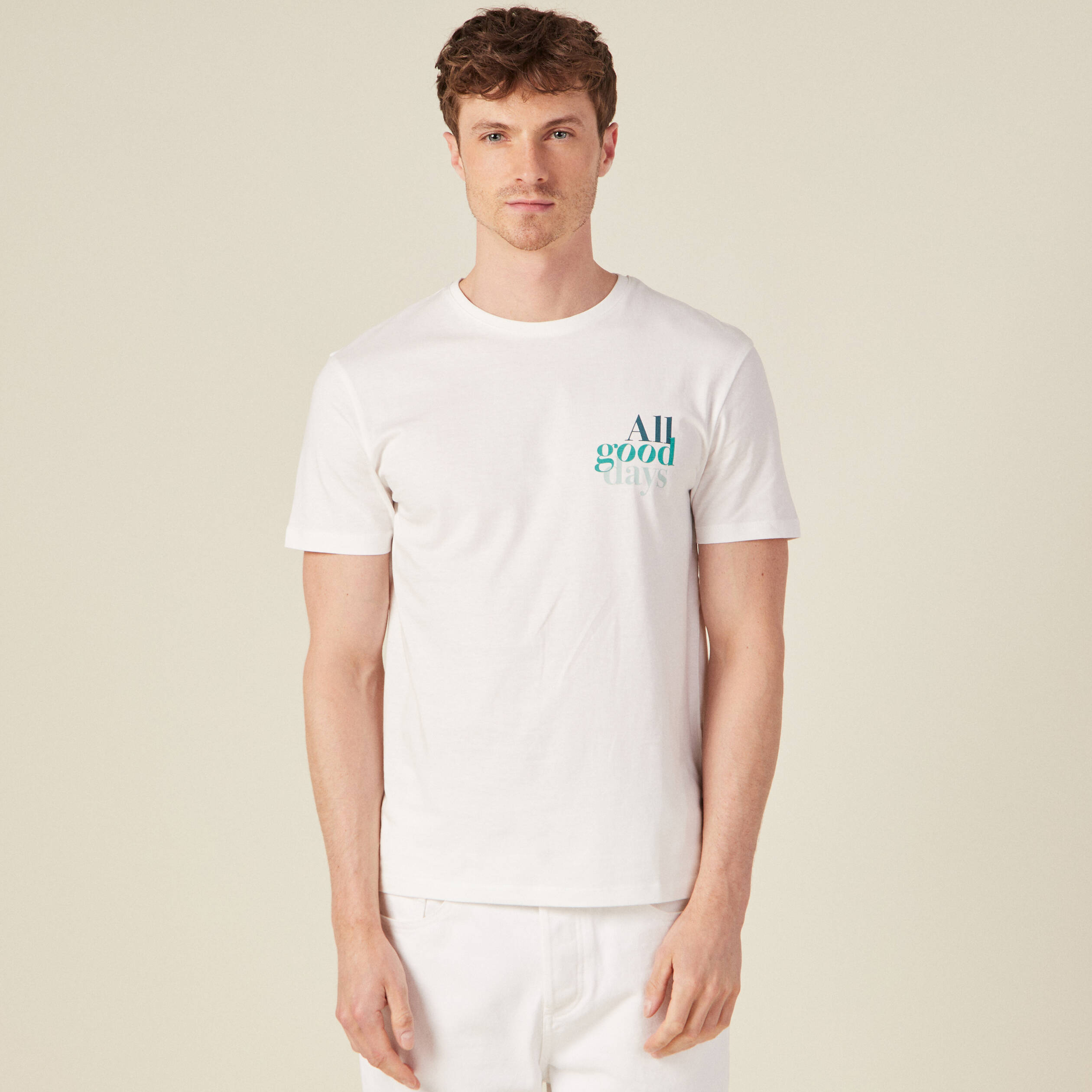 T-shirt manches courtes ecru homme