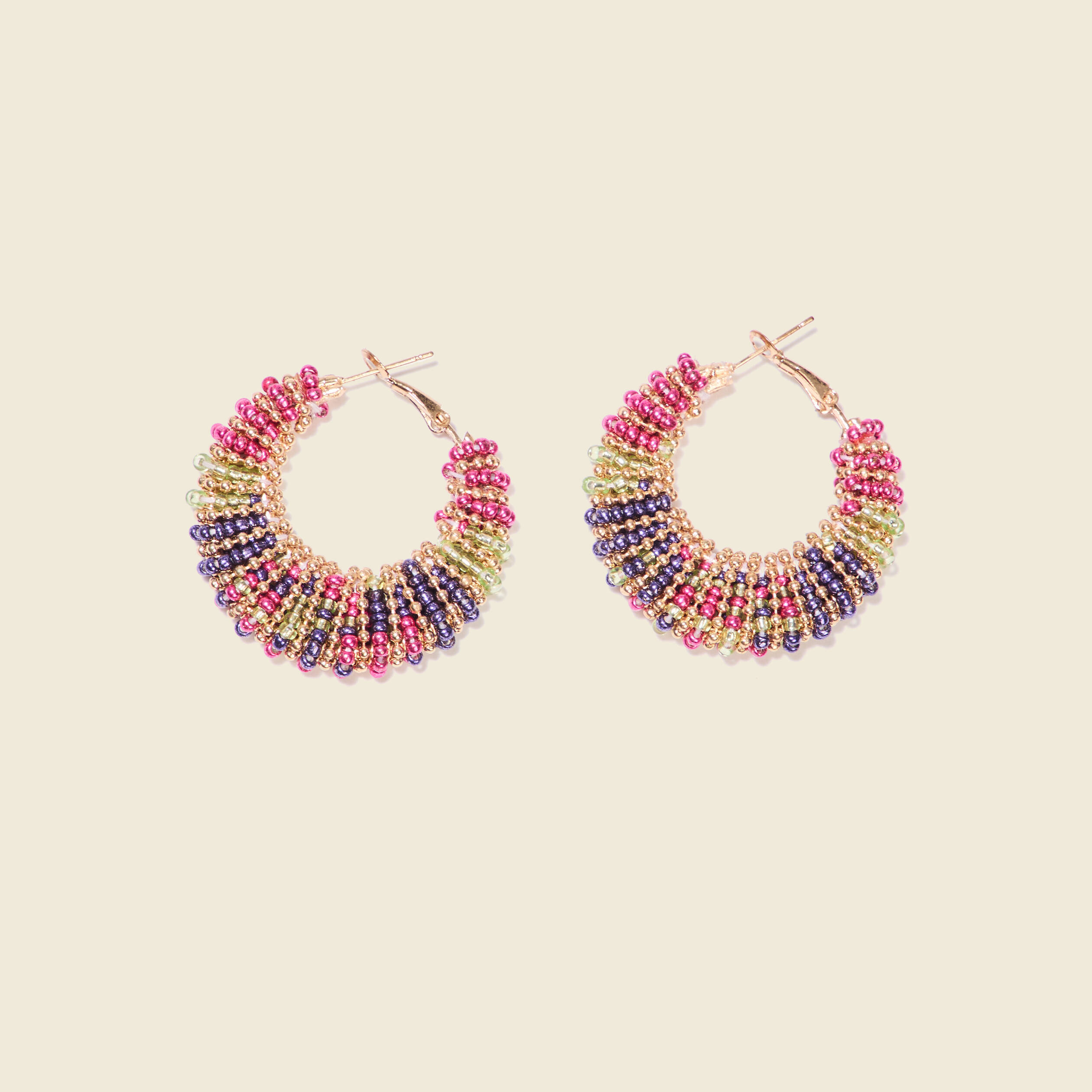 Boucles D'Oreilles Créoles Multicolores - Argile Polymère Sur Acier Inoxydable - Neuf Avec étiquettes