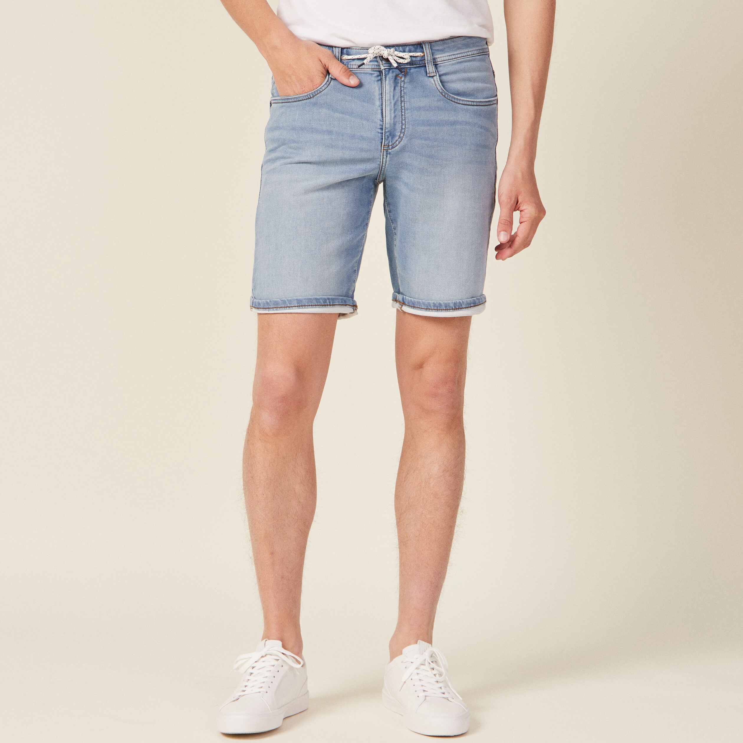 Bermuda éco-responsable denim bleach homme