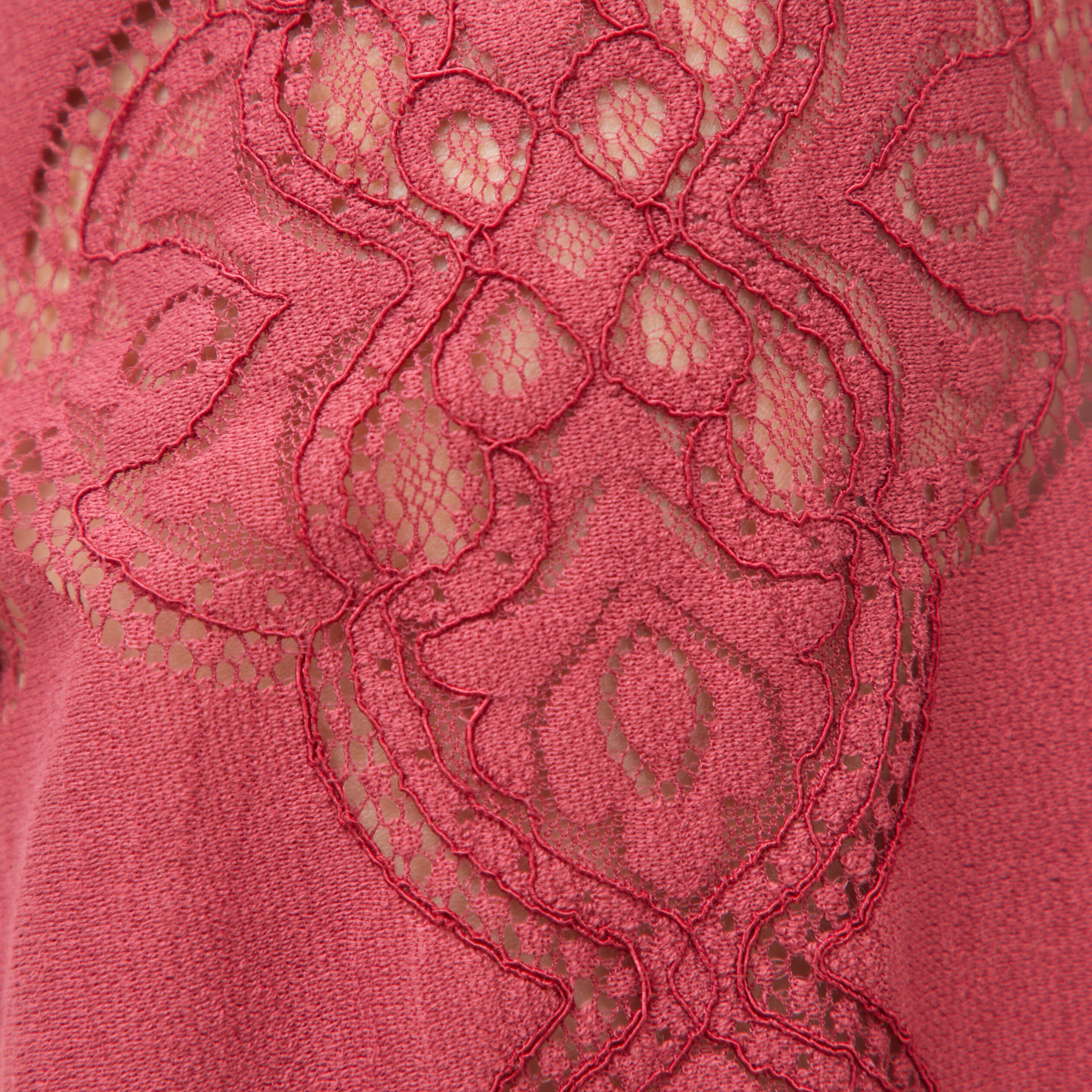 Blouse cintr&eacute;e dentelle manches longues rouge fonc&eacute; femme