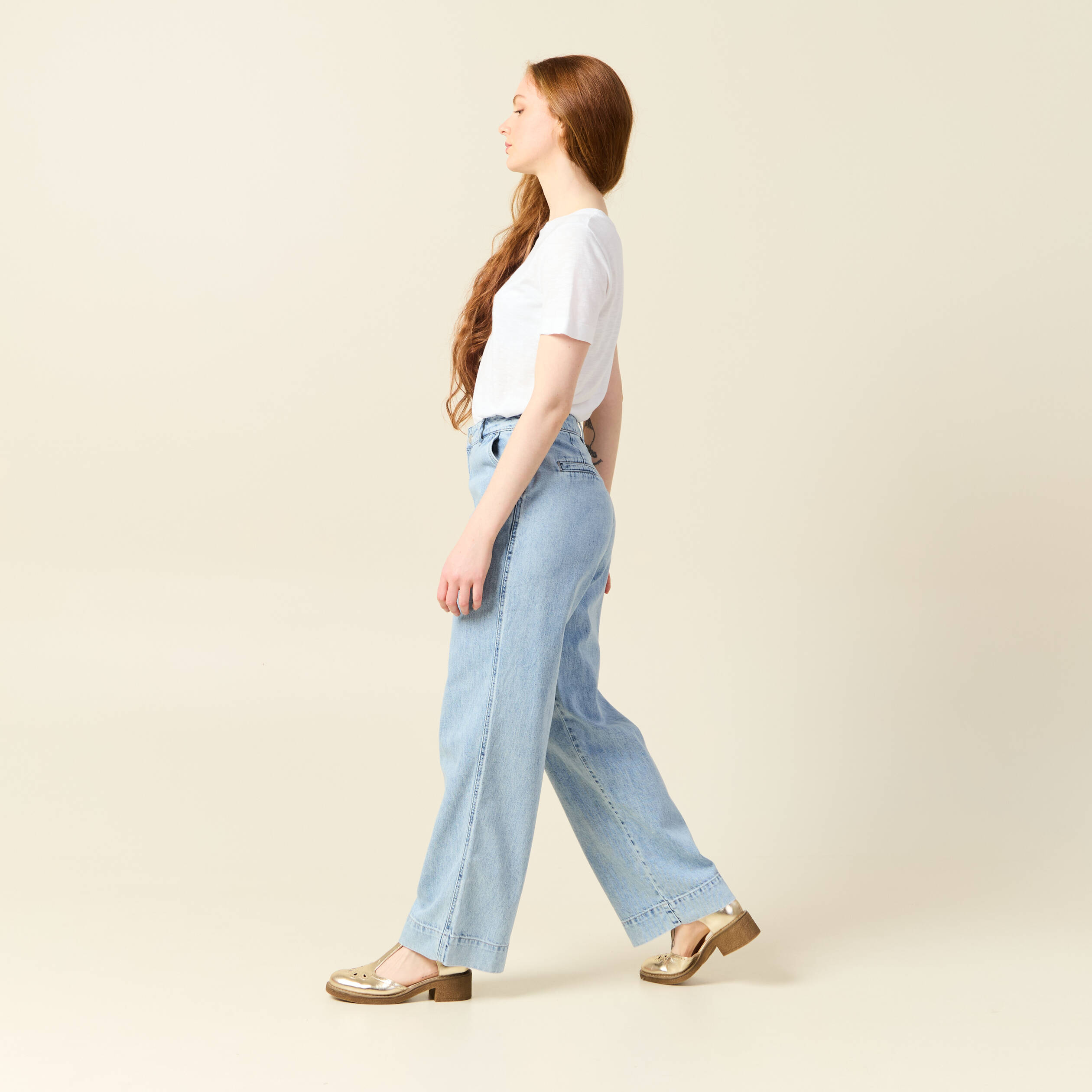 jeans large denim bleach femme Jeans large denim bleach femme