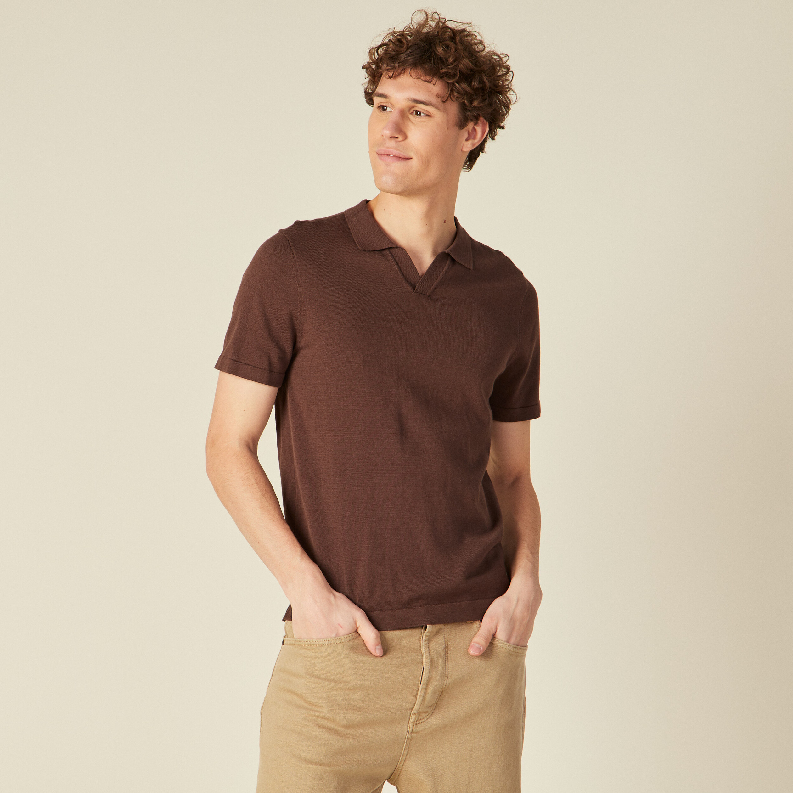Polo marron top homme