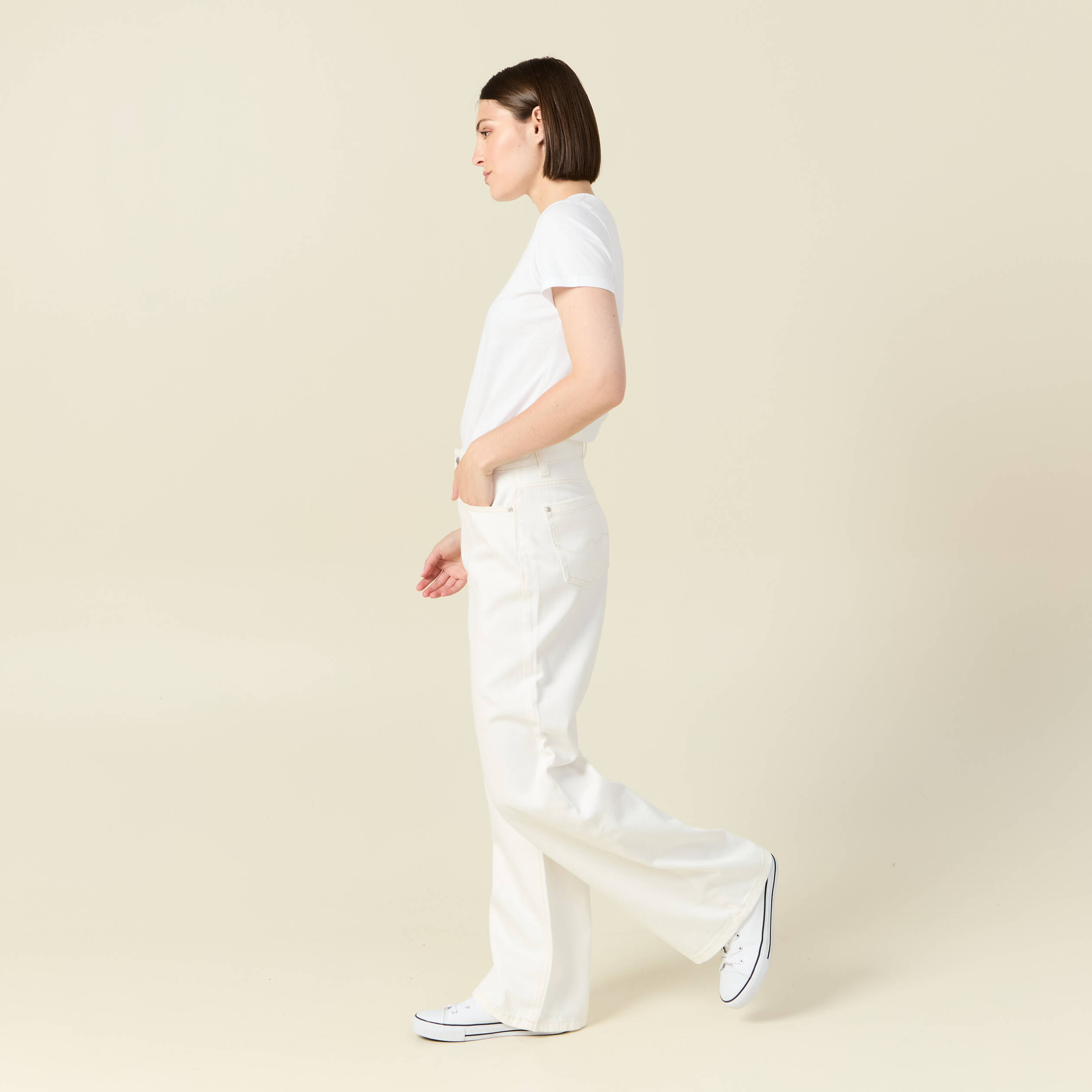 jeans large eco responsable denim blanc femme Jeans large éco-responsable denim blanc femme