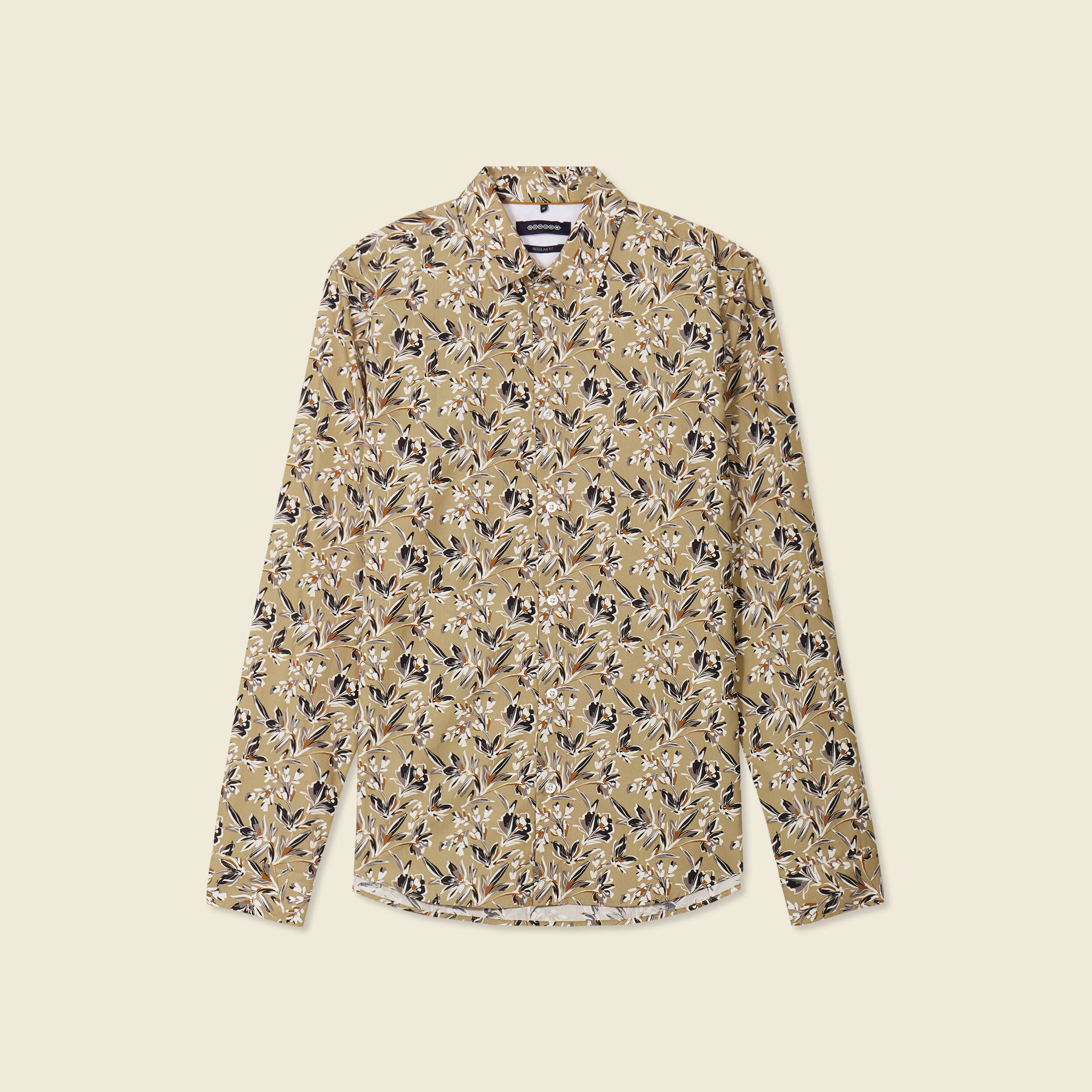chemise a manches longues beige homme Chemise à manches longues beige homme