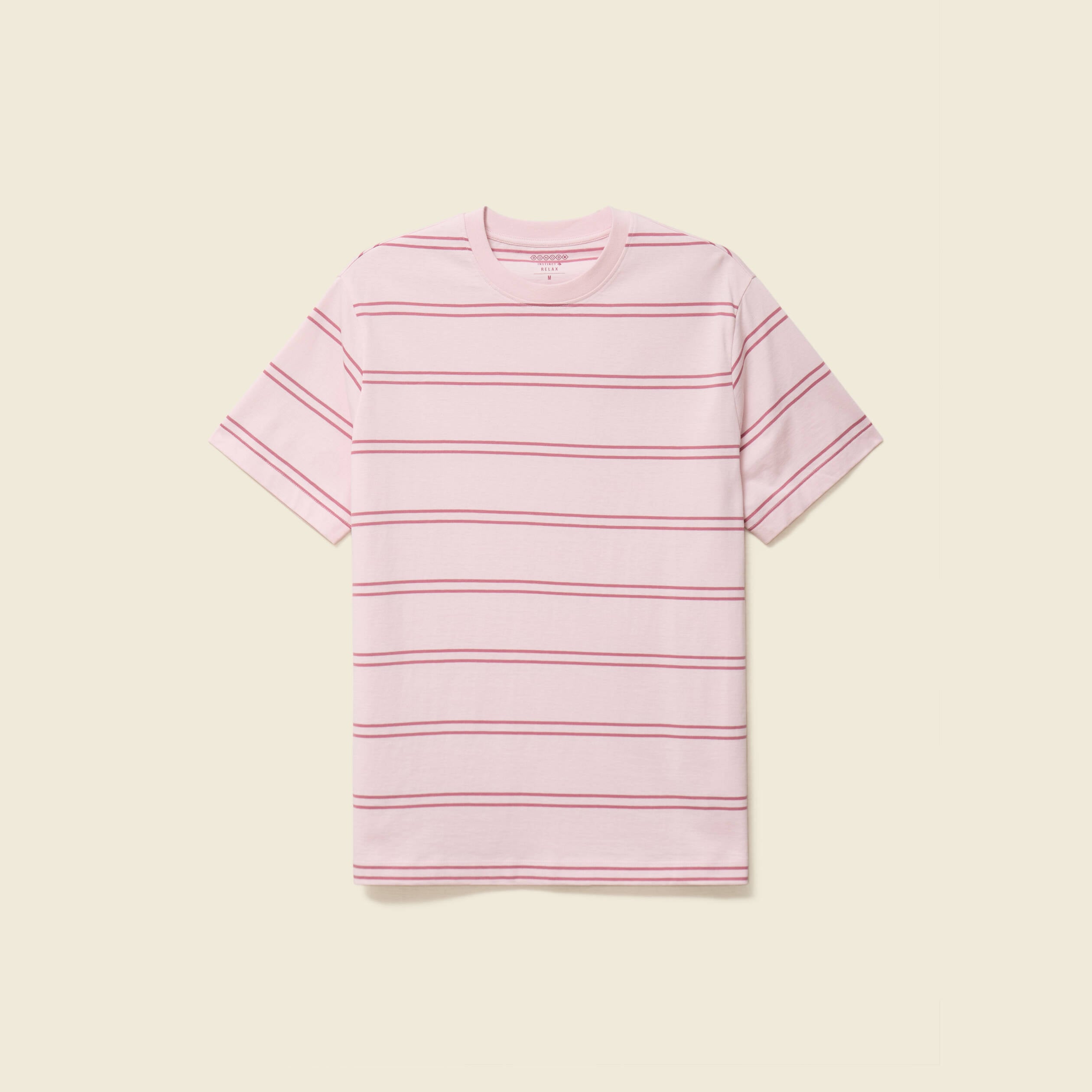 T-shirt ample ray&eacute; avec broderie rose clair homme