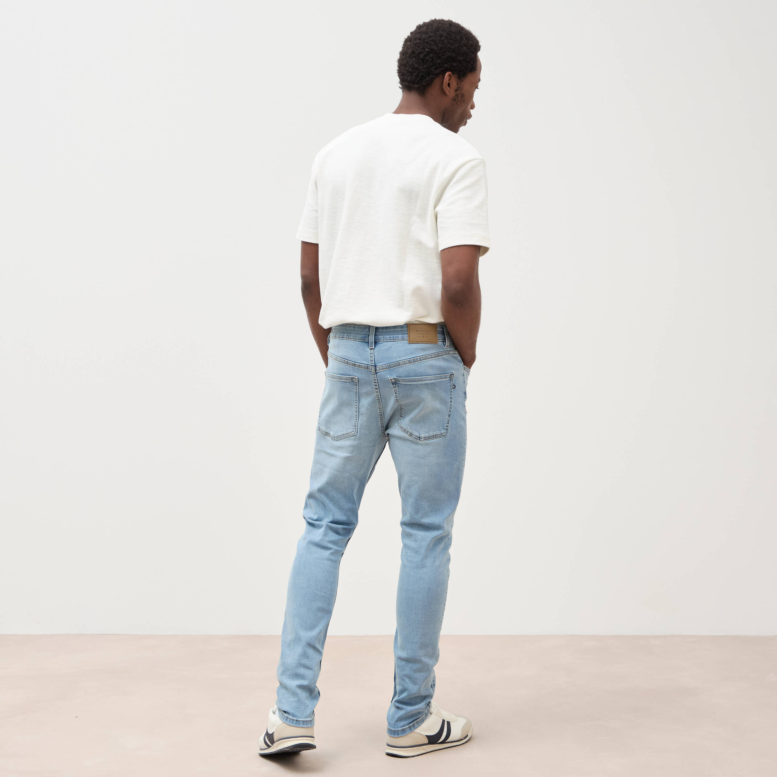 Jeans skinny tapered denim bleach homme