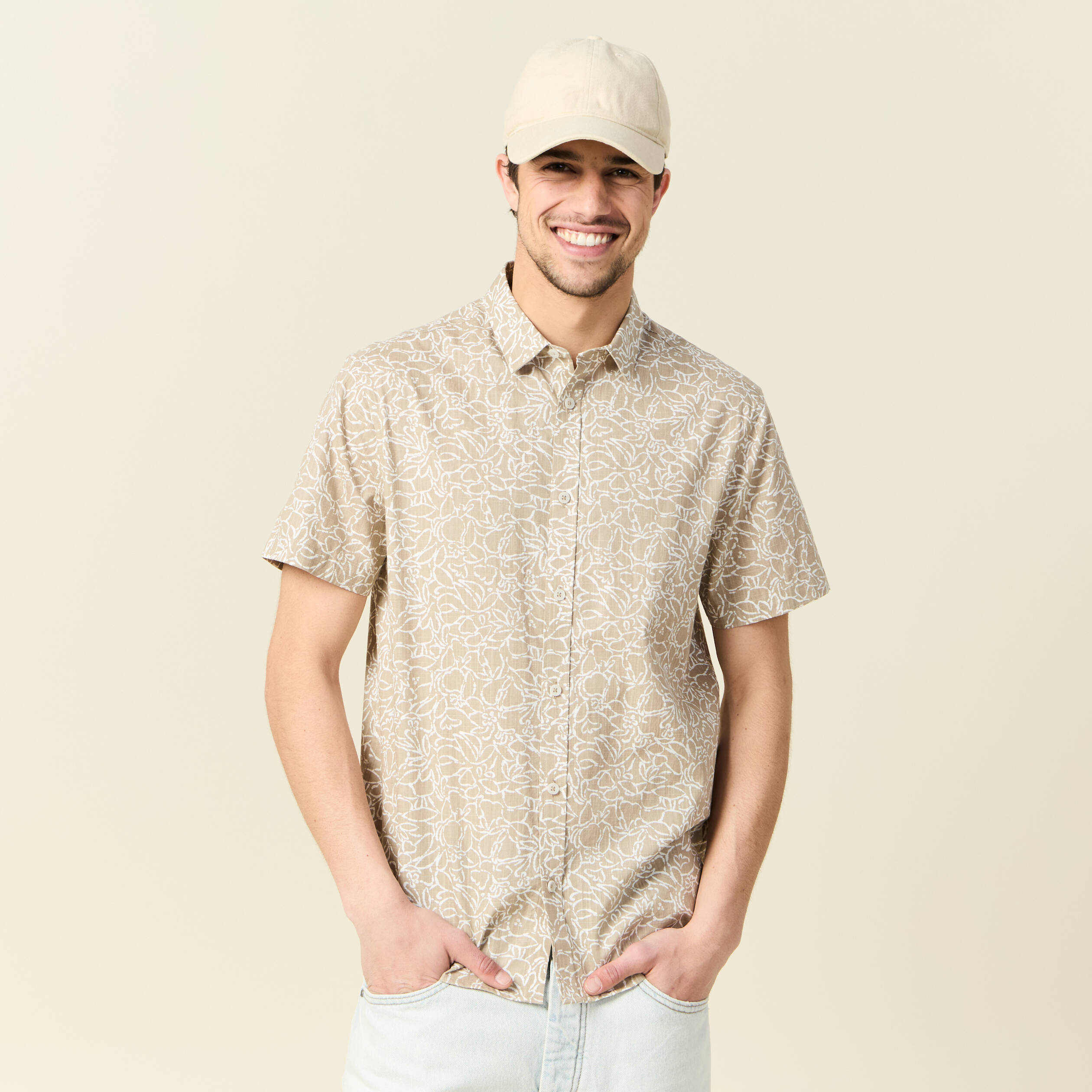 Chemise Bonobos Homme – Chambray, Poissons, Manches Courtes (M)
