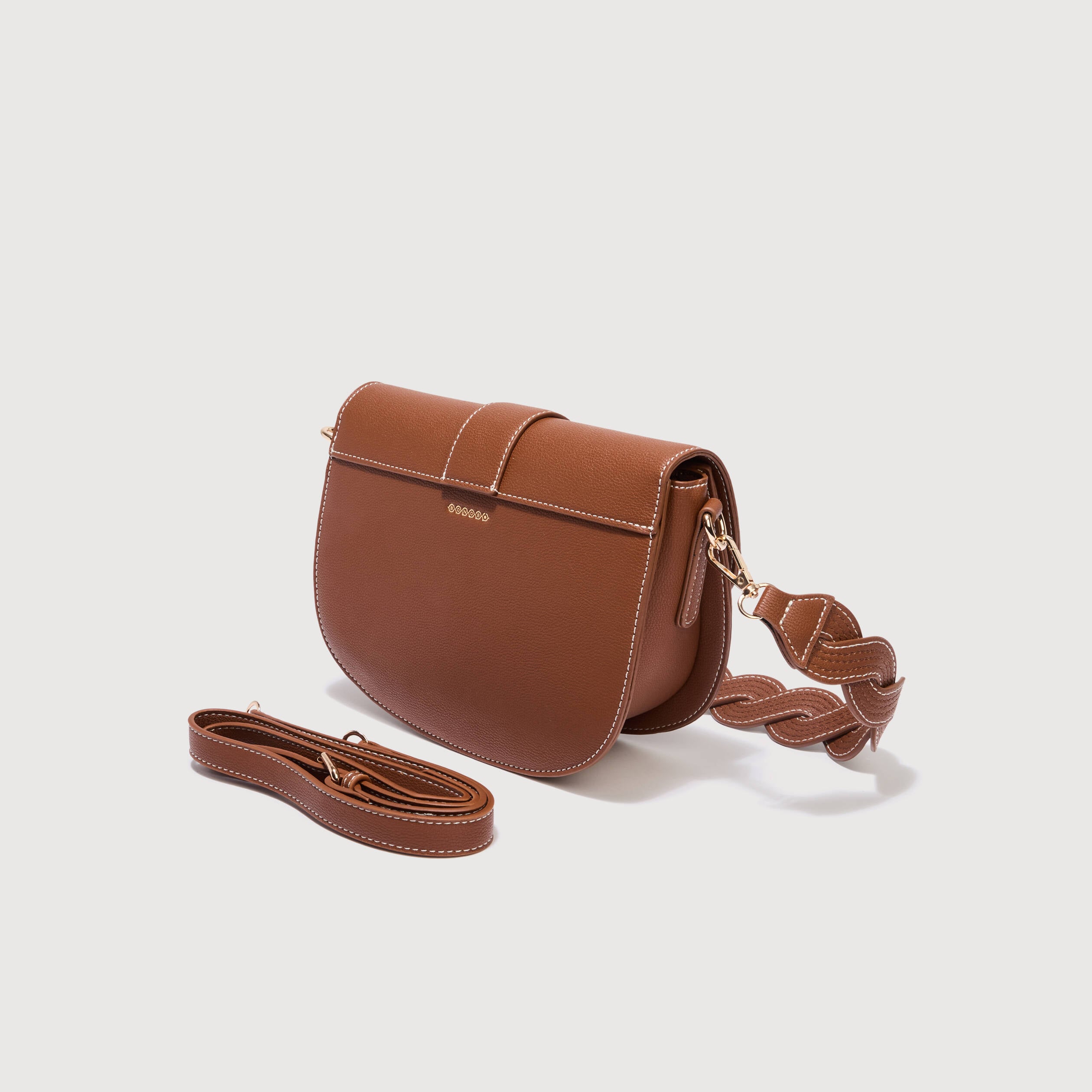Sac &agrave; rabat en bandouli&egrave;re camel femme