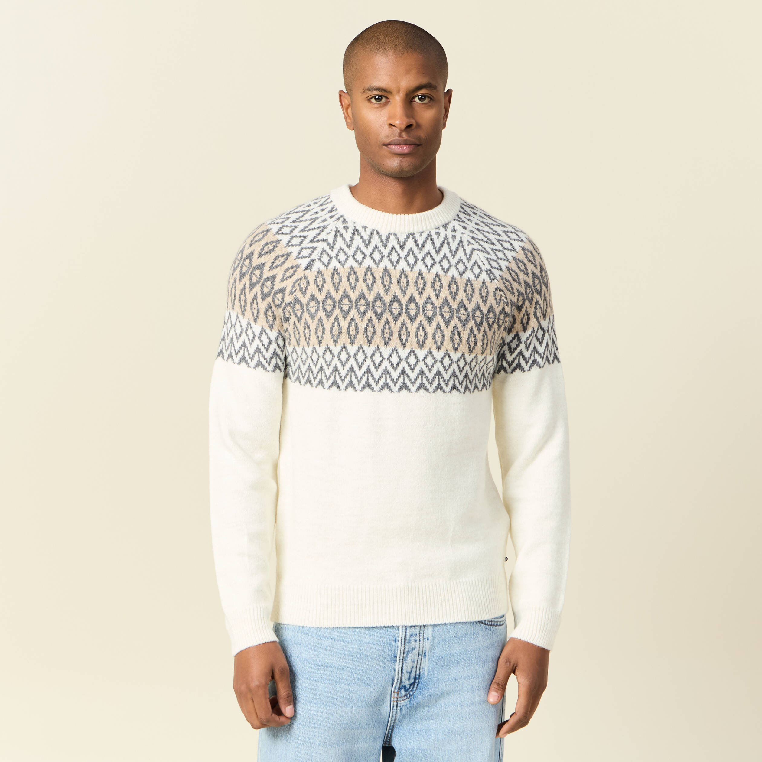 Pull manches longues ecru homme