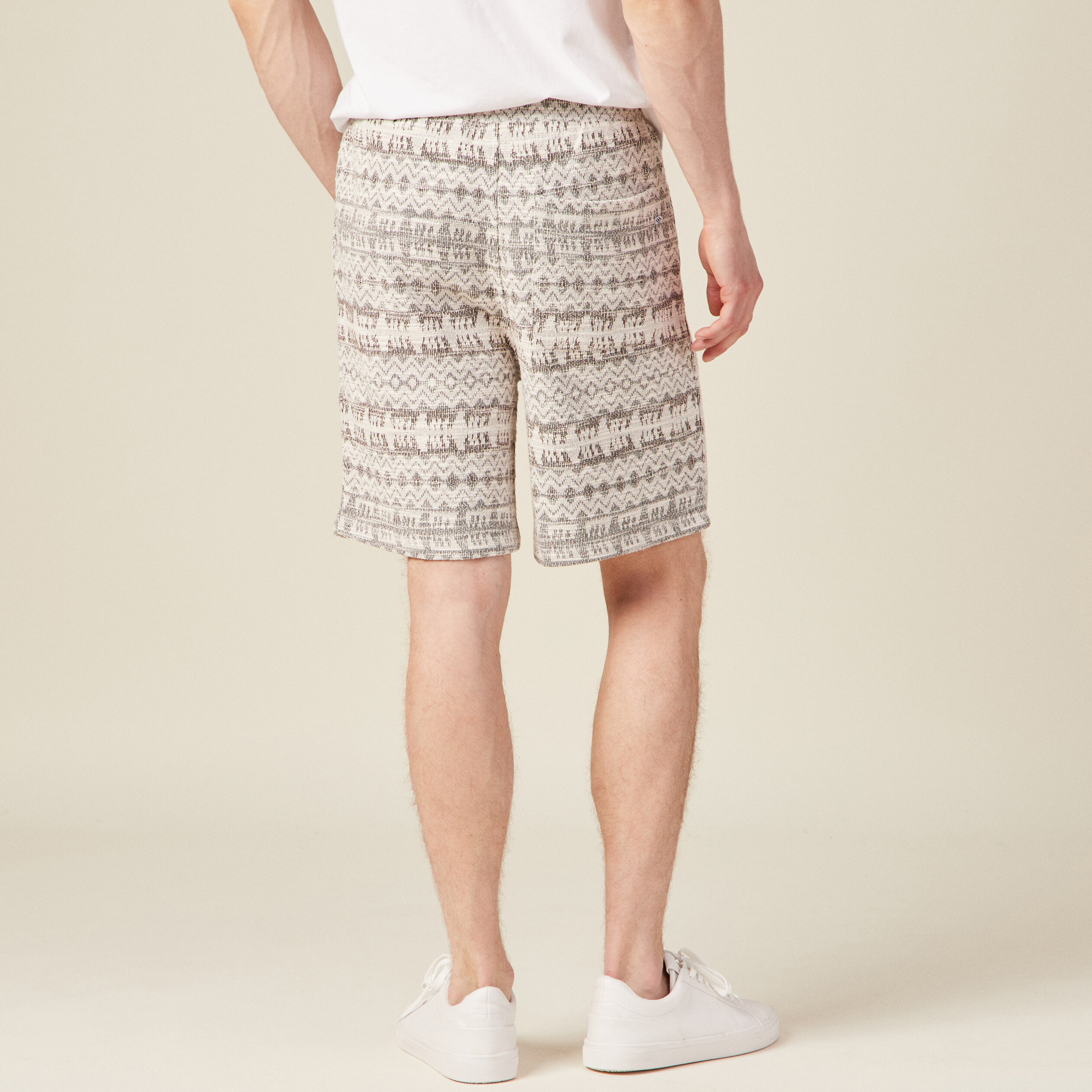 Bermuda droit taille nouée ecru homme
