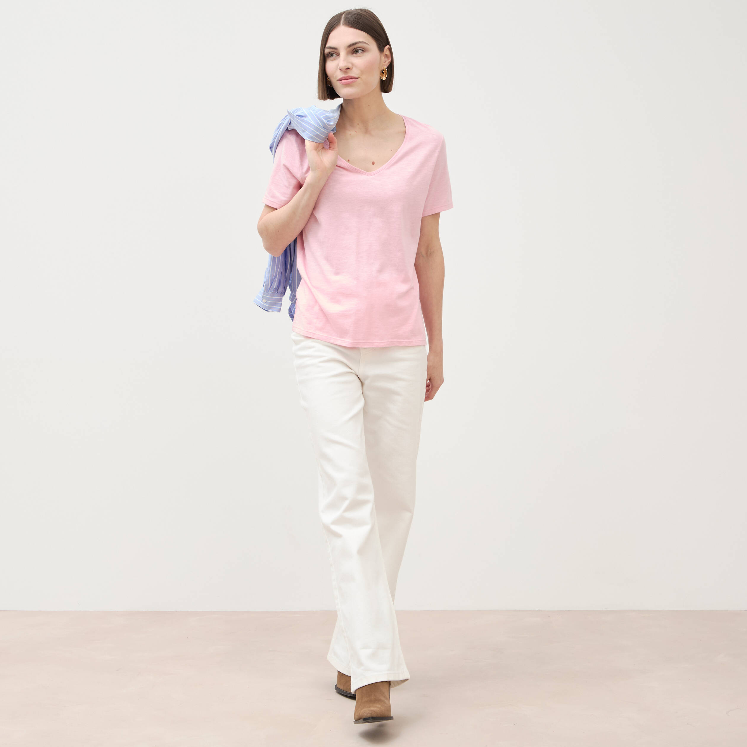 T-shirt manches courtes rose clair femme
