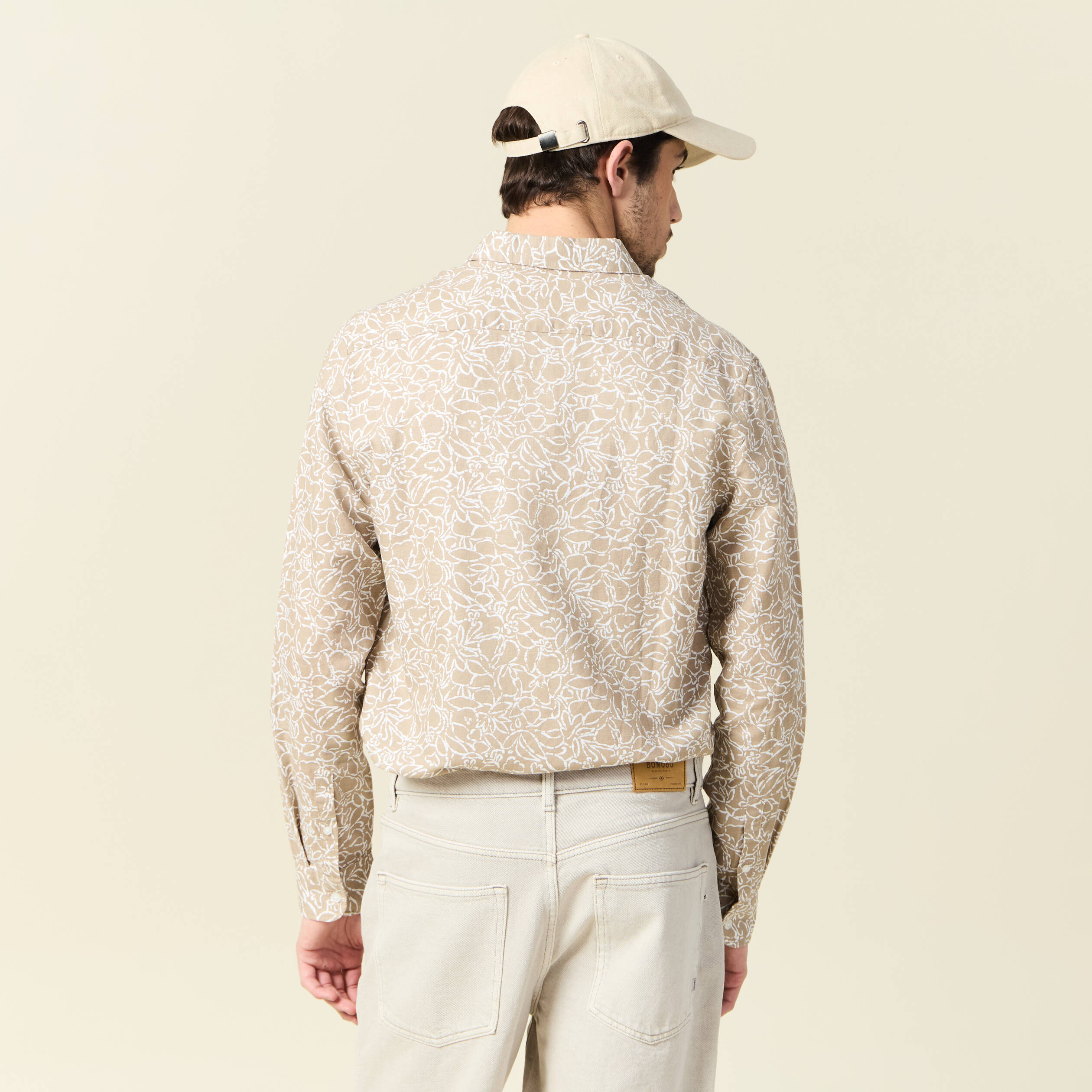 chemise manches longues beige homme Chemise manches longues beige homme